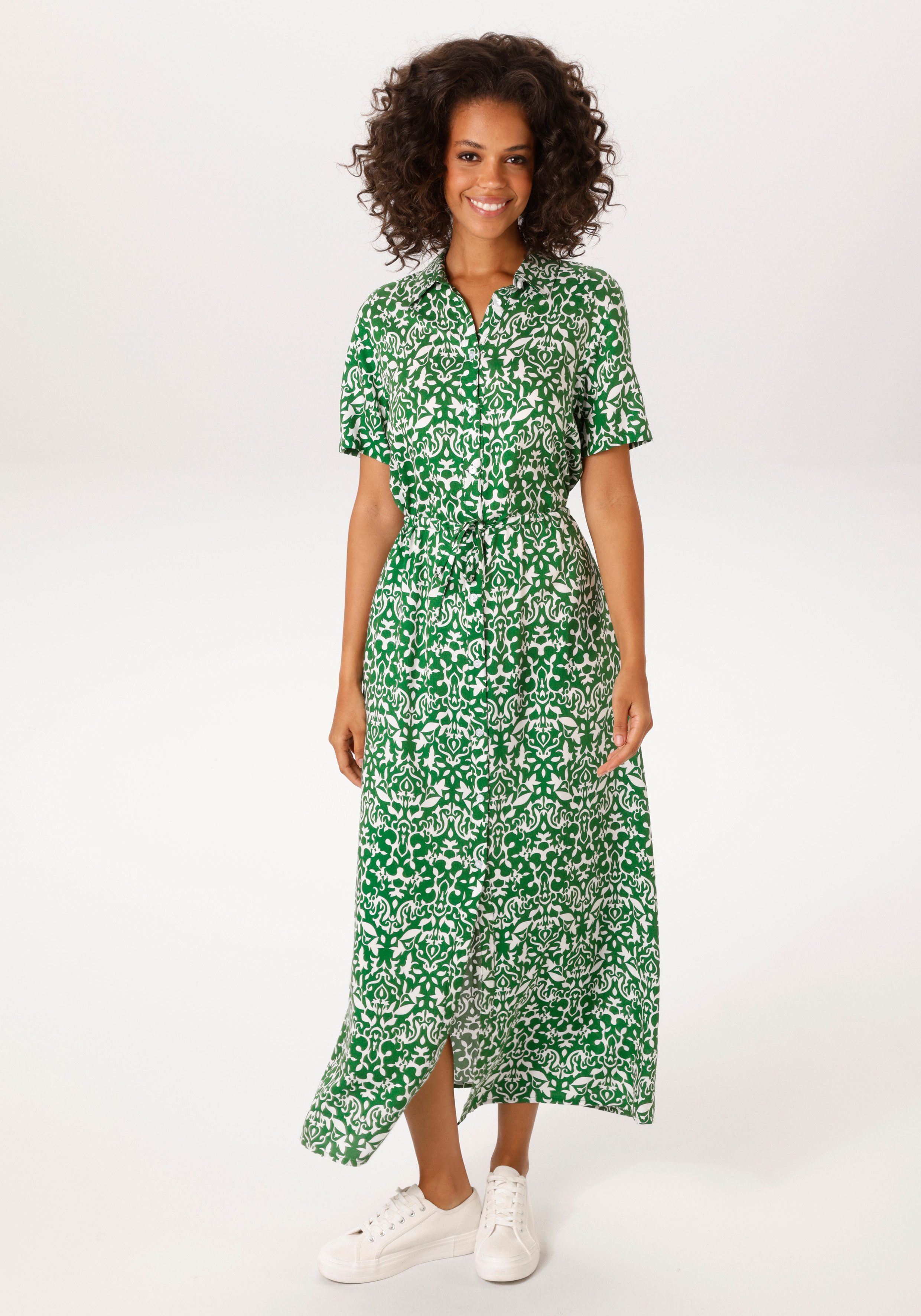 Aniston CASUAL Sommerkleid mit Ornamenten und grafischen Blumen bedruckt - günstig online kaufen