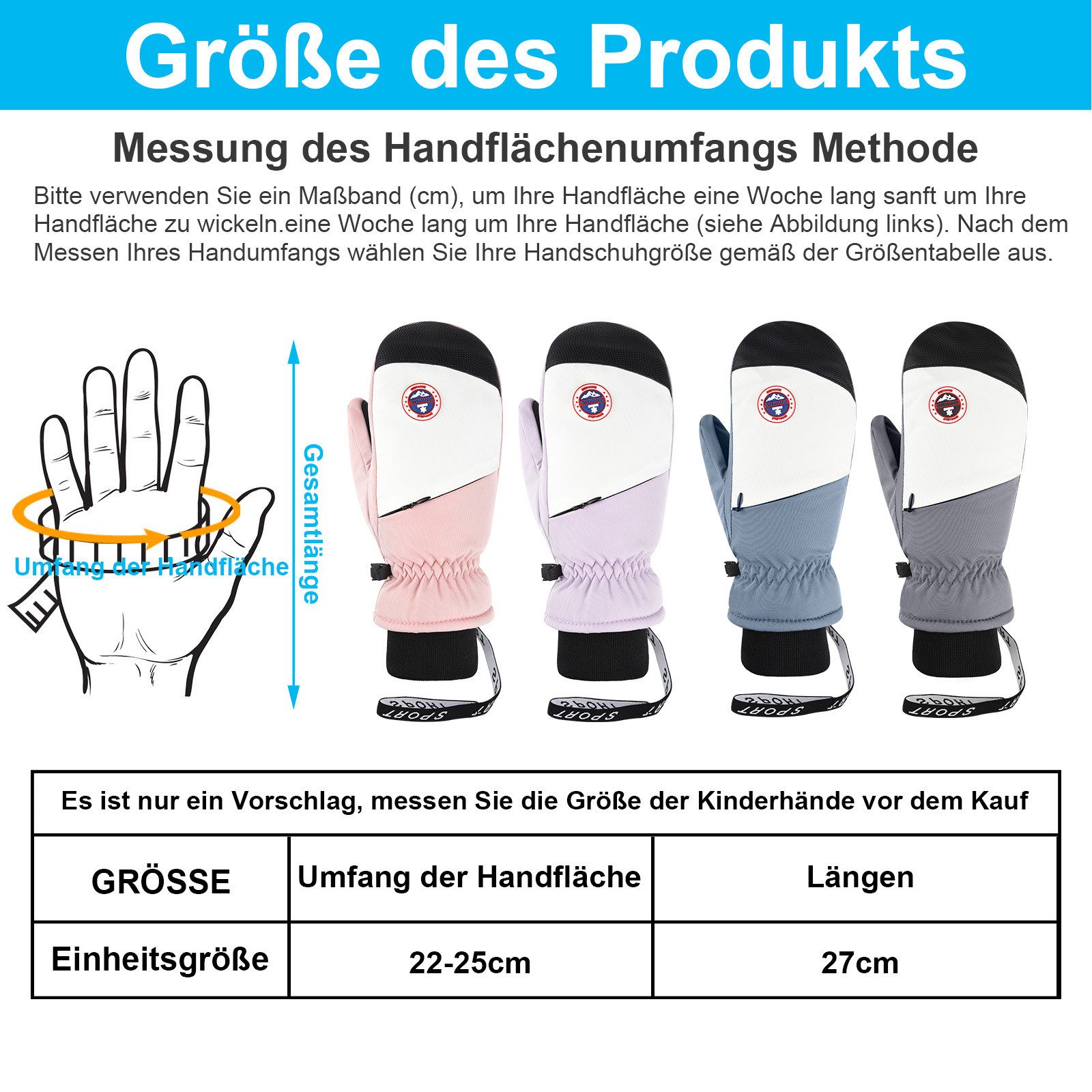 BTTO Hsch. Skihandschuhe Warm Winterhandschuhe,Wasserdichte Thermohandschuhe für Frauen Winddicht Thermische Handschuhe,für Skifahren Laufen Fahrrad