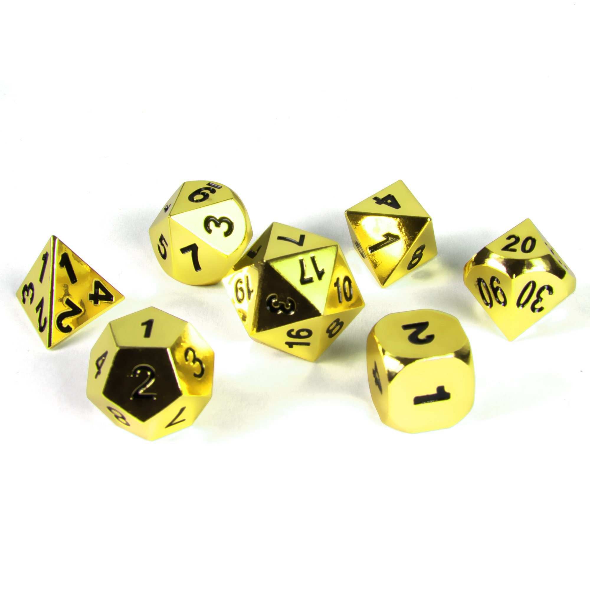 SHIBBY Игрыsammlung 7 polyedrische Metall-DND-Würfel - Glänzend - inkl. Aufbewahrungsbox