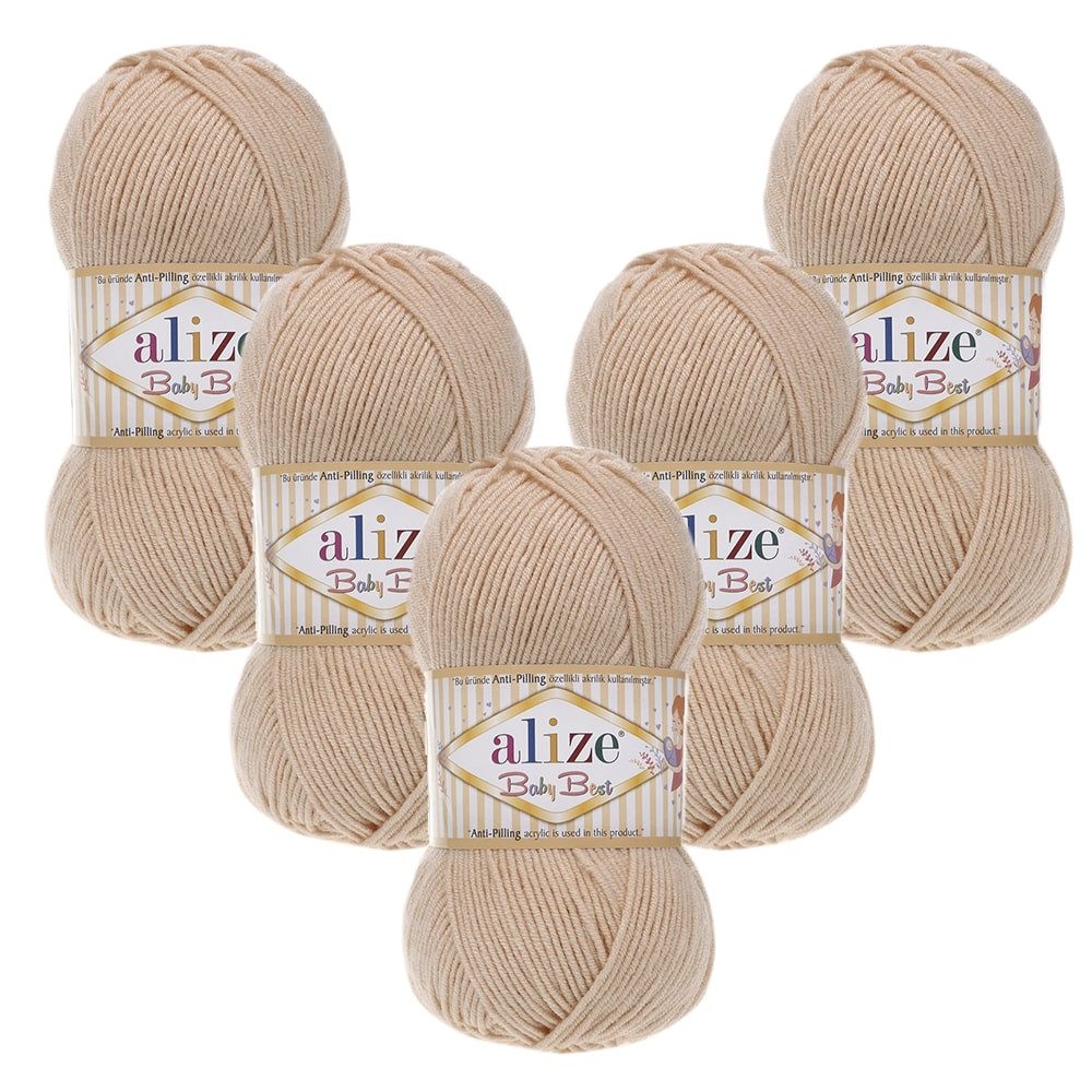 Alize 5 x ALIZE Baby Best 382 Powder Häkelwolle, 240 m, Babywolle,Viskose,Anti-Pilling,Babygarn