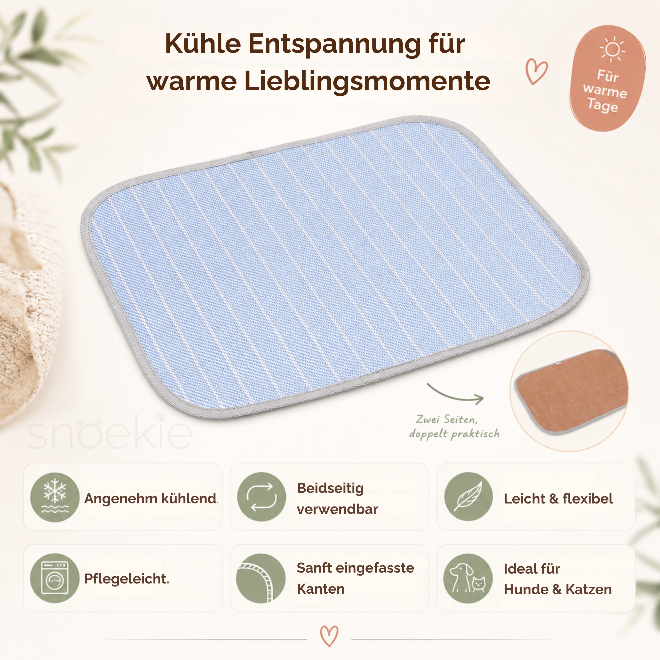 SNOEKIE Hundematte SNOEKIE Hundekühlmatte 90 x 120 cm Kühlmatte für Hunde & Katzen