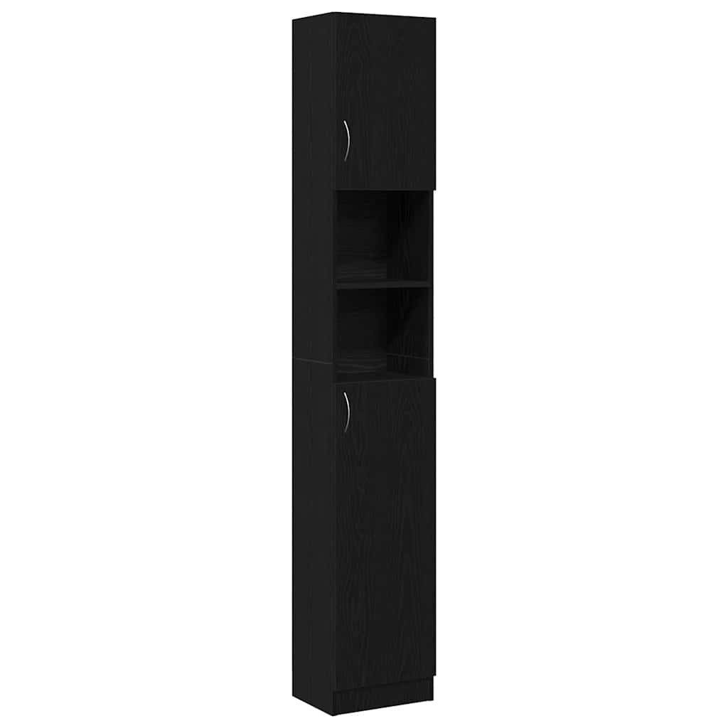vidaXL Waschbeckenunterschrank Badschrank Schwarz Eichen-Optik 32x25,5x190 cm Holzwerkstoff
