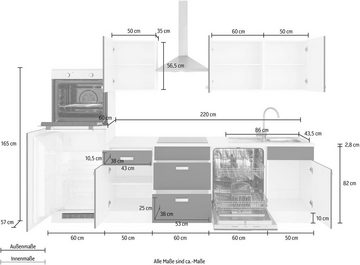 wiho Küchen Küchenzeile Husum, ohne E-Geräte, Breite 280 cm
