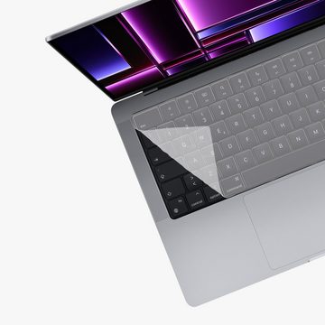 kwmobile Aufbewahrungstasche Silikon Tastaturschutz für Apple MacBook Pro 14" (2023) A2779 (1-tlg), QWERTZ Keyboard Cover Abdeckung - Transparent