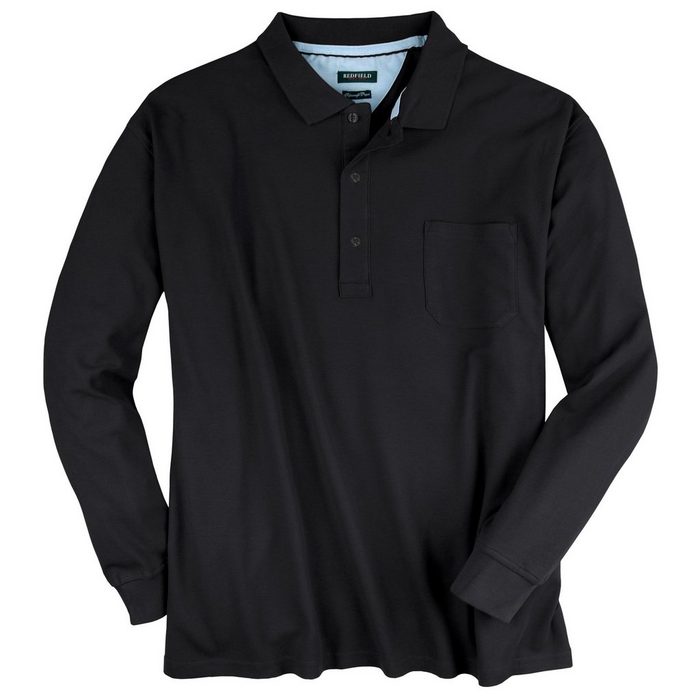 redfield Langarm-Poloshirt Redfield Langarm-Poloshirt schwarz große Größen