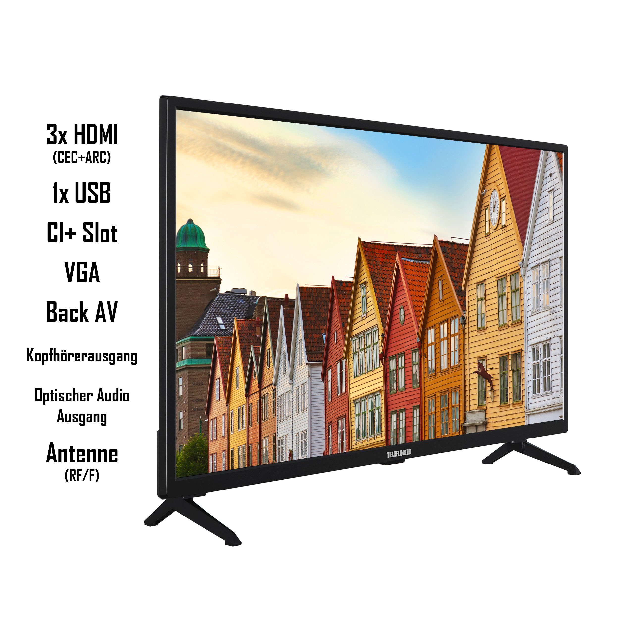 HD+ HD, cm/32 Full gratis) Fernseher Smart LCD-LED 6 (80 TV, Telefunken Zoll, Triple-Tuner XF32SN550SD Monate - HDR,
