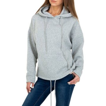 Ital-Design Sweatshirt Damen Freizeit Kapuze Stretch Sweatshirt in Grau