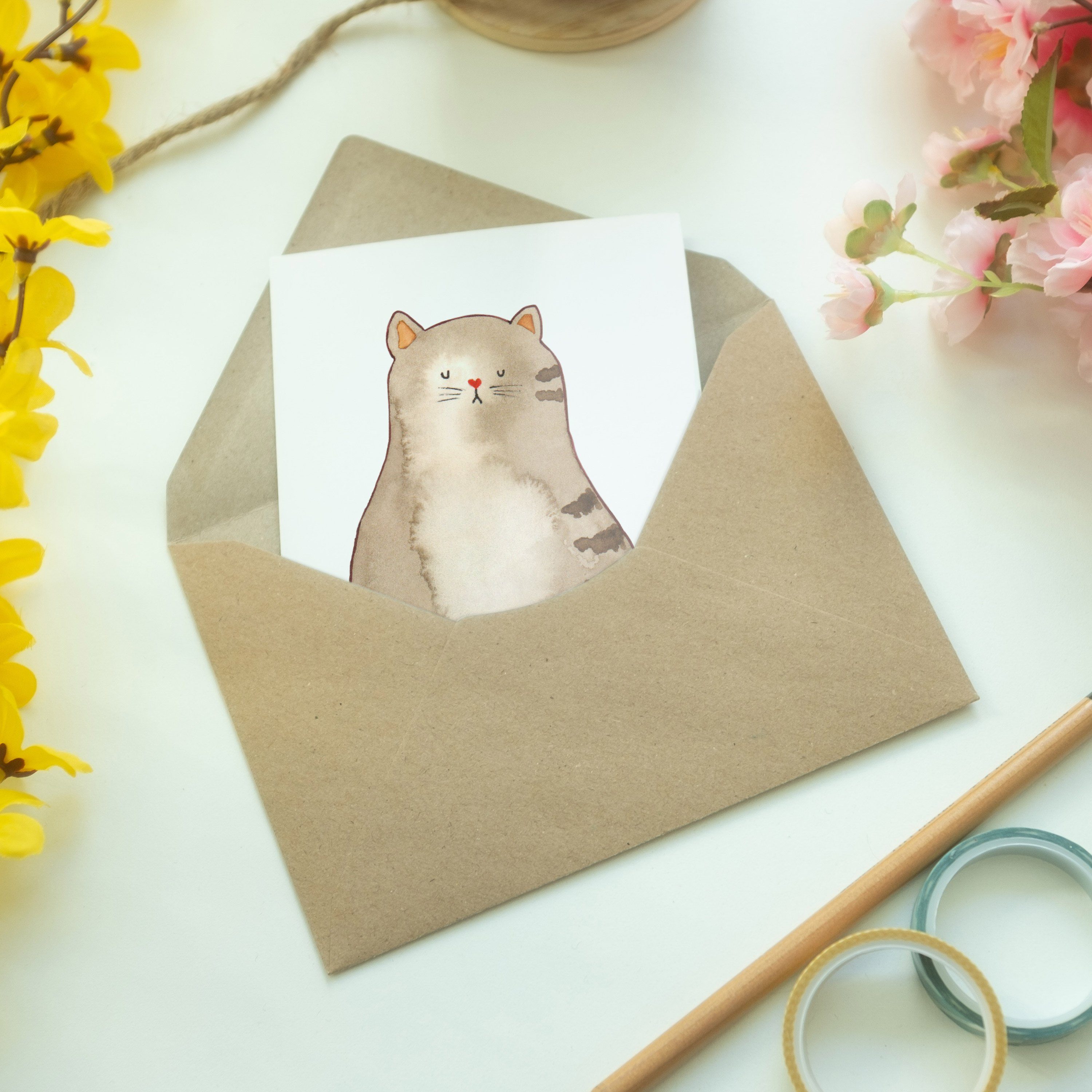 Mr. & Mrs. Panda Grußkarte - Katzendeko, Hochzeitskarte, Geschenk, - Katze K sitzend Weiß Karte