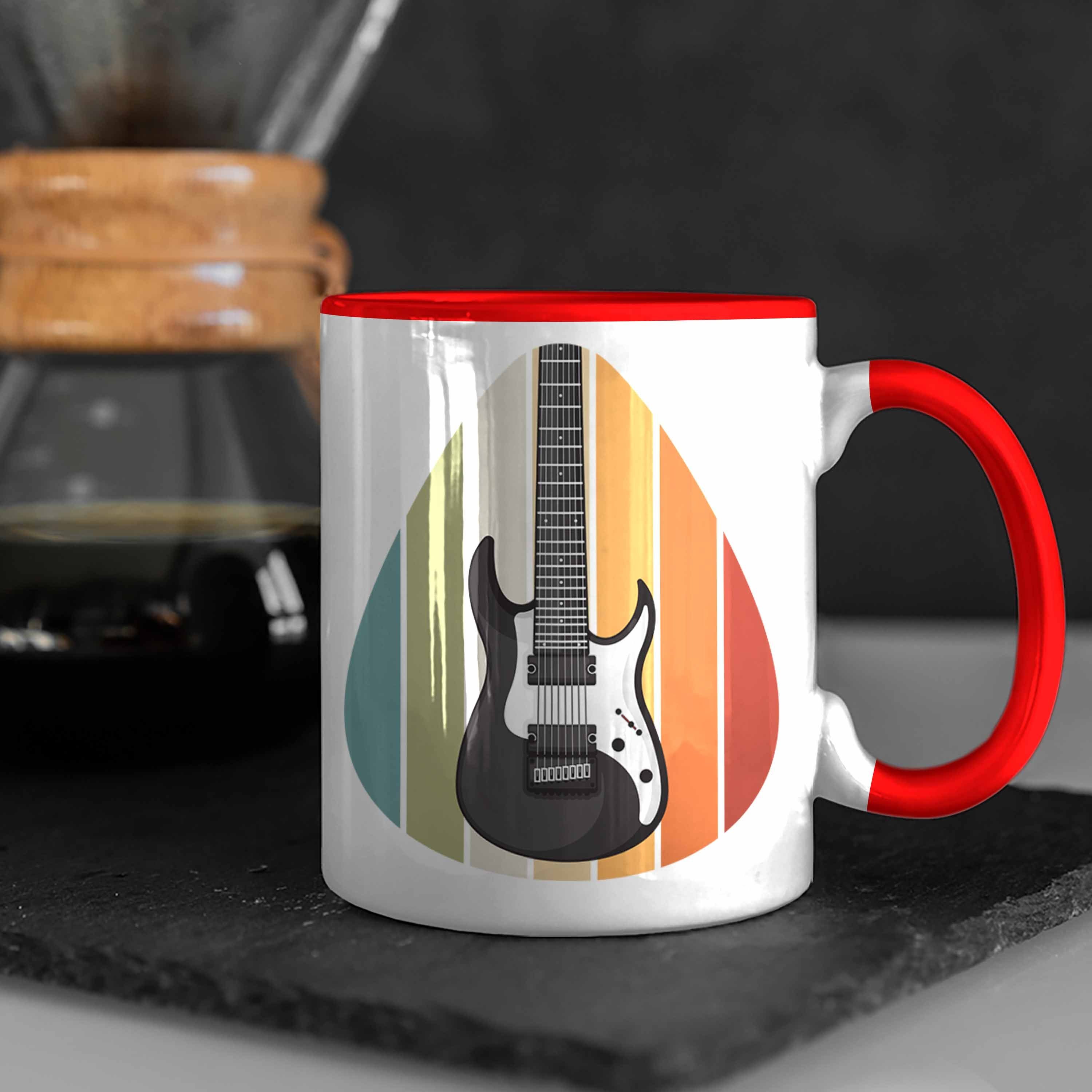 Trendation Tasse Trendation - Gitarrenspieler Männer Motiv Gitarristen Geschenk Frauen Gitarrist Rot Tasse Geschenkidee Gitarre Geschenke