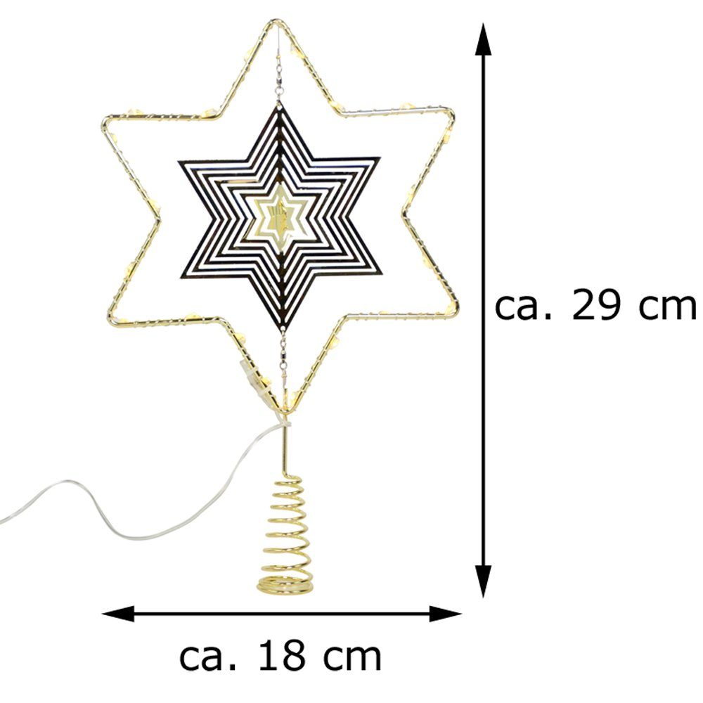 RIFFELMACHER & WEINBERGER Christbaumspitze Stern mit LED Beleuchtung - 18 x 29 cm (1-tlg)