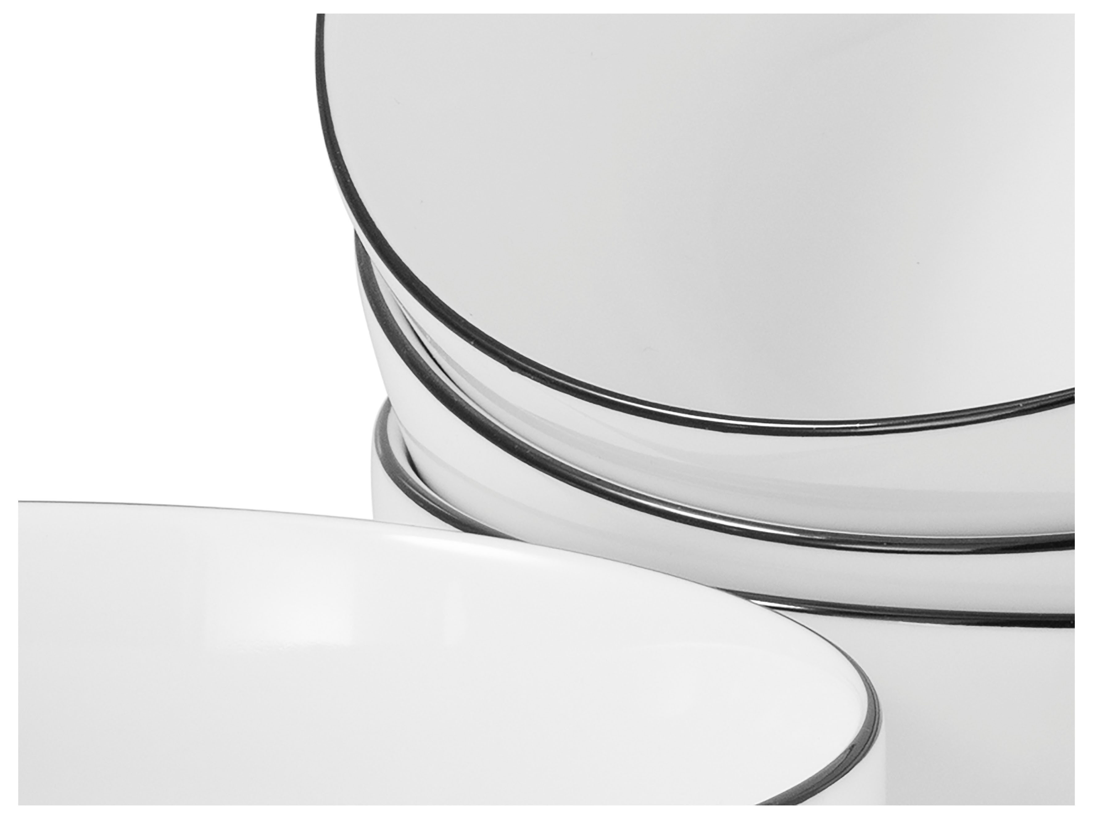 CreaTable Schale Allround Black Line, Poke Bowl 21 cm 4-tlg, Porzellan, (Set, 4-tlg), Daily Use, Zeitlos