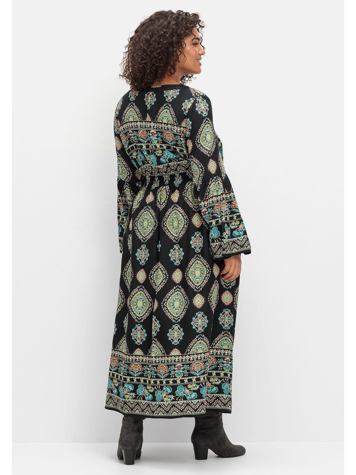 sheego by Joe Browns Maxikleid Große Größen im Boho-Stil, mit Trompetenärmeln