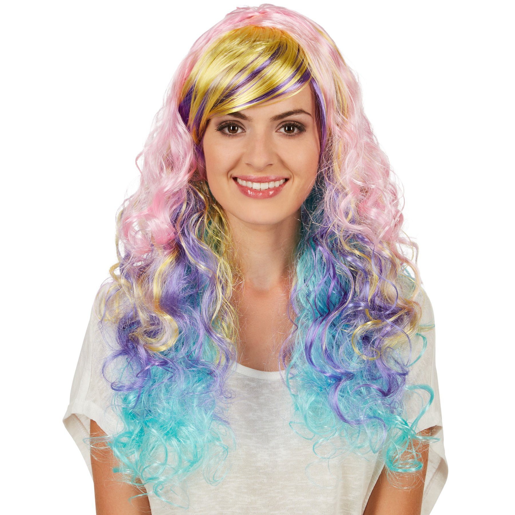 dressforfun Kostüm-Perücke Frauenperücke Locken Ombré Pastell