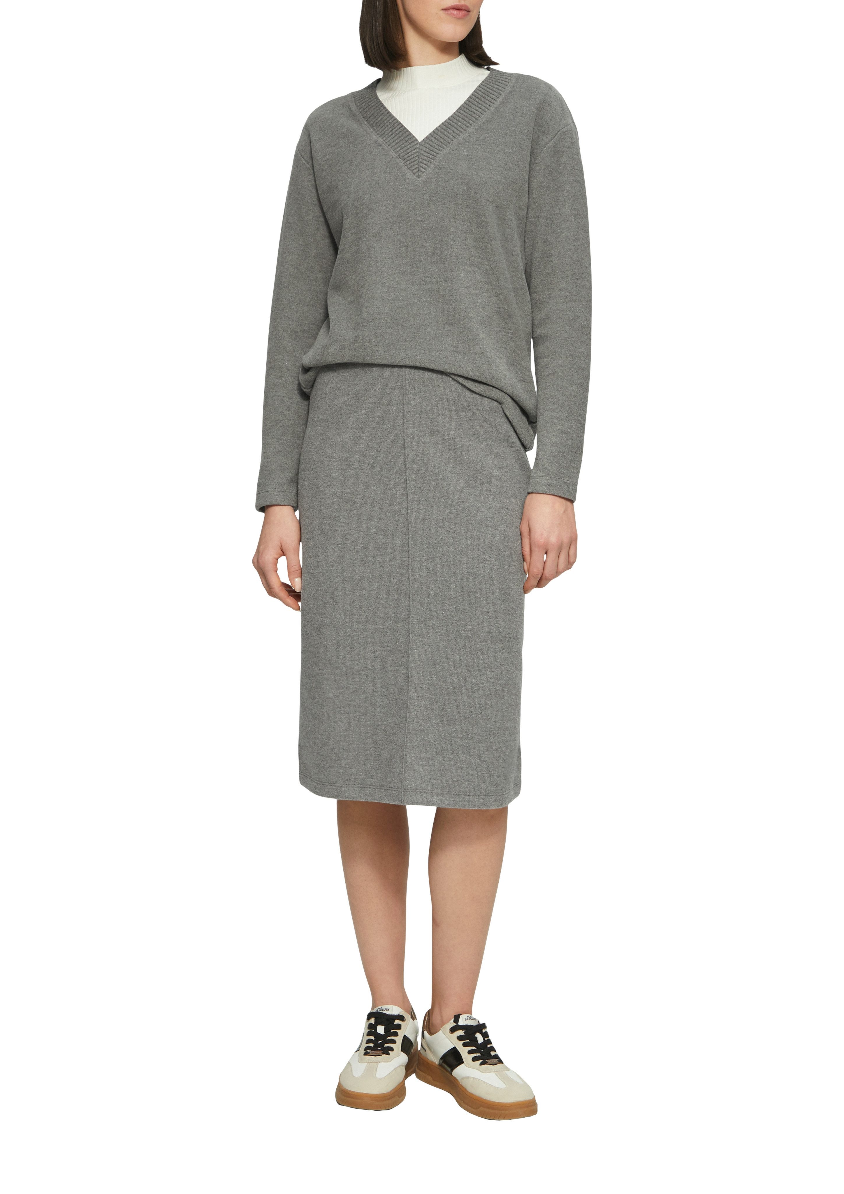 s.Oliver V-Ausschnitt-Pullover in melierter Optik günstig online kaufen