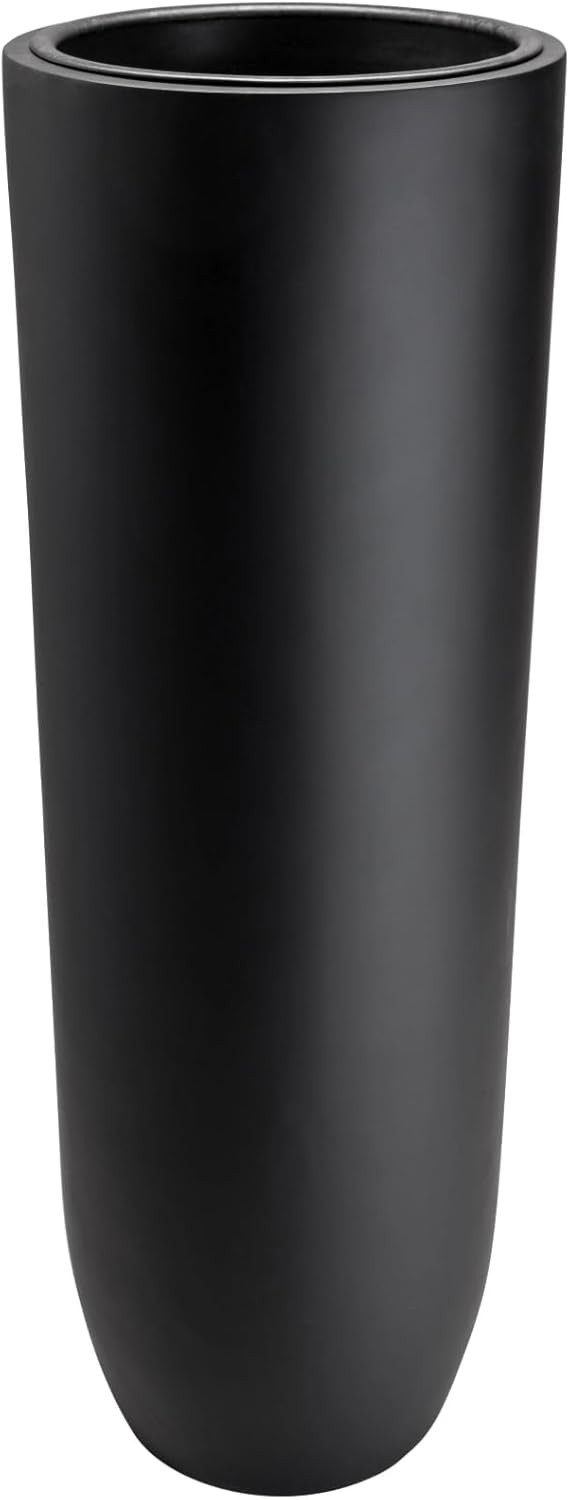 VIVANNO Bodenvase Fiberglas SOLERIO Rund - Schwarz Matt (1 St), 33x33x80 cm günstig online kaufen