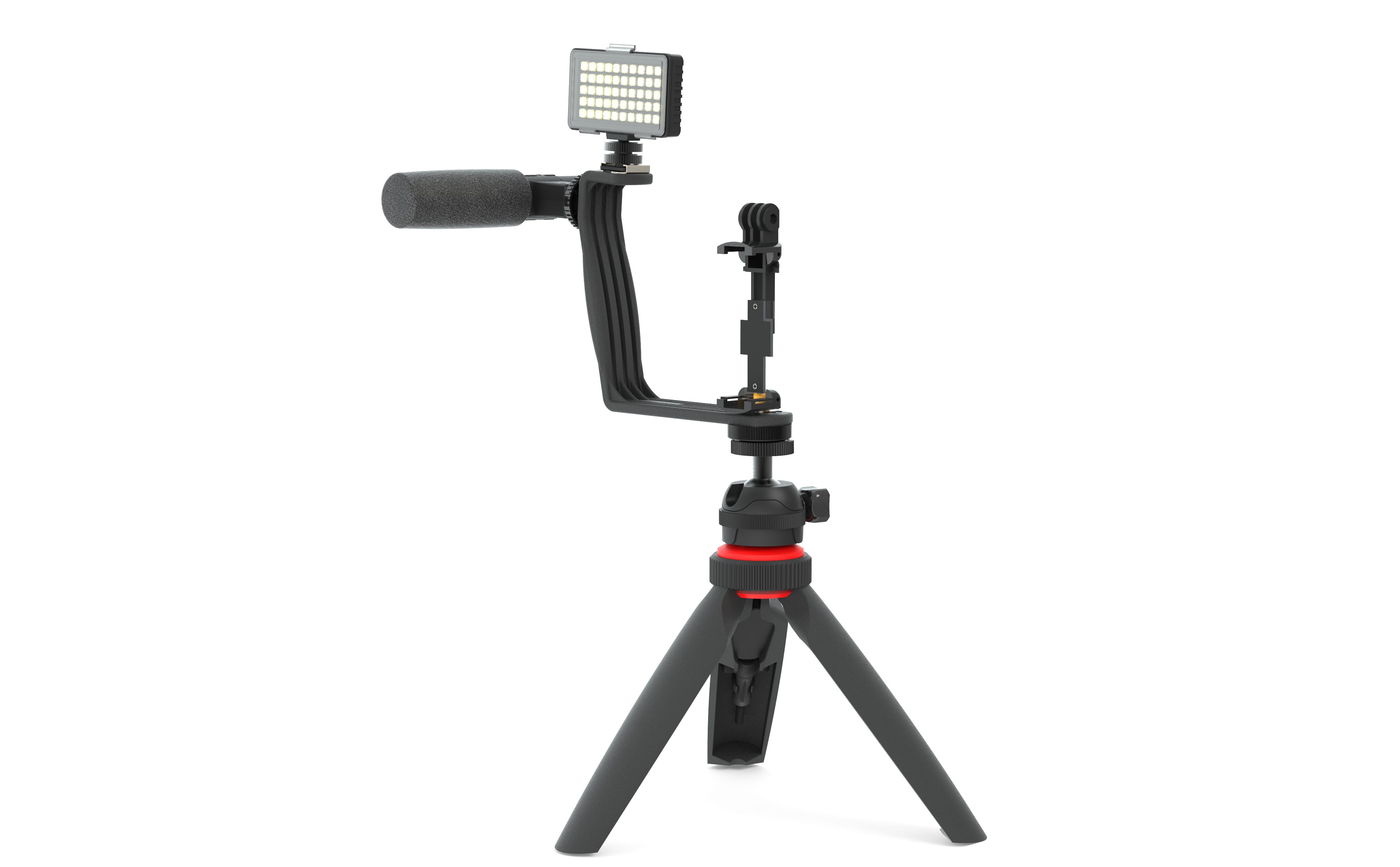 DigiPower Smartphone-Halterung 5-teiliges Vlogging Set mit Licht, Mikrofon, (5-tlg., inkl. Richtmikrofon)