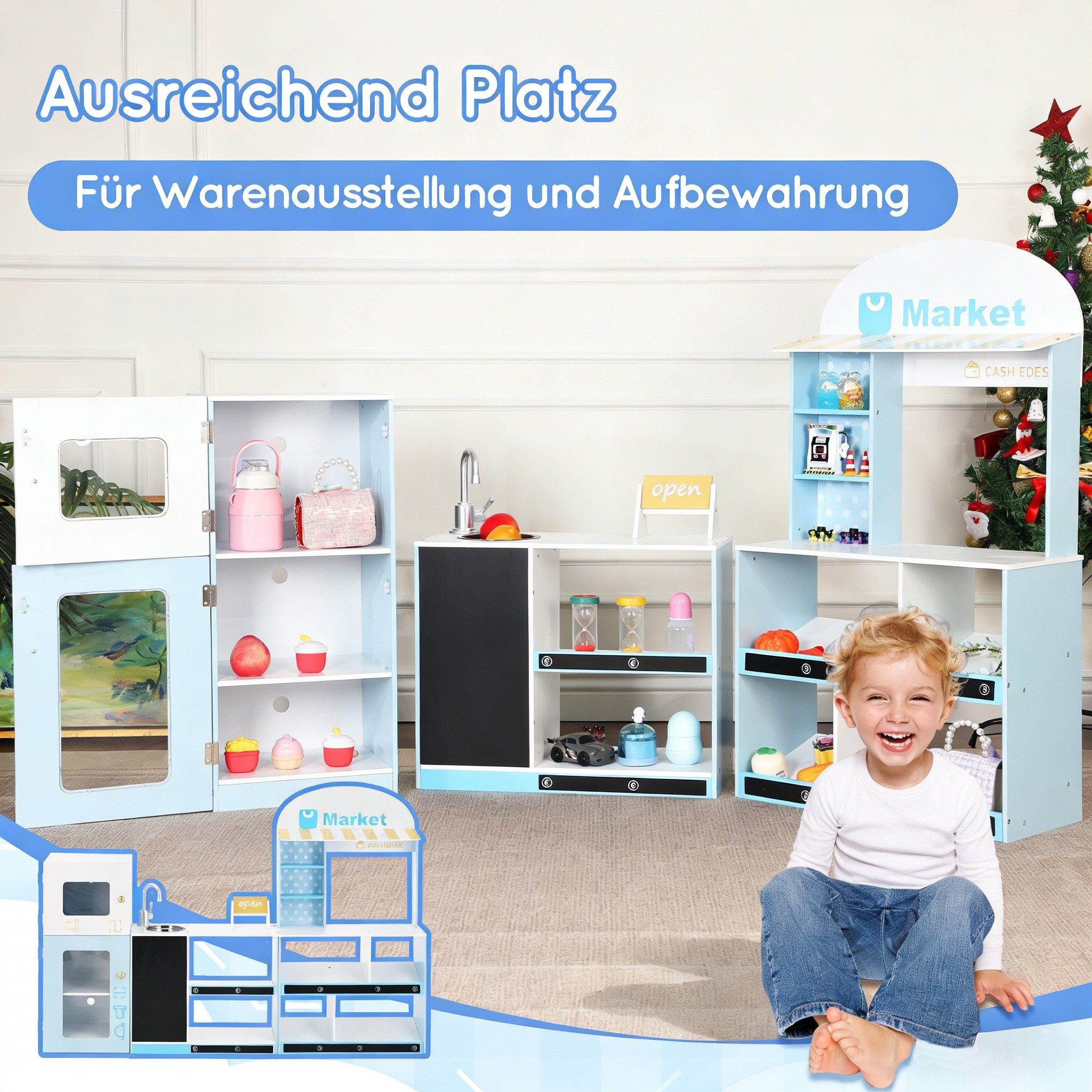 Flieks Kaufladen, Kinder-Spielgeschäft-Spielzeug 30x155x107.5cm