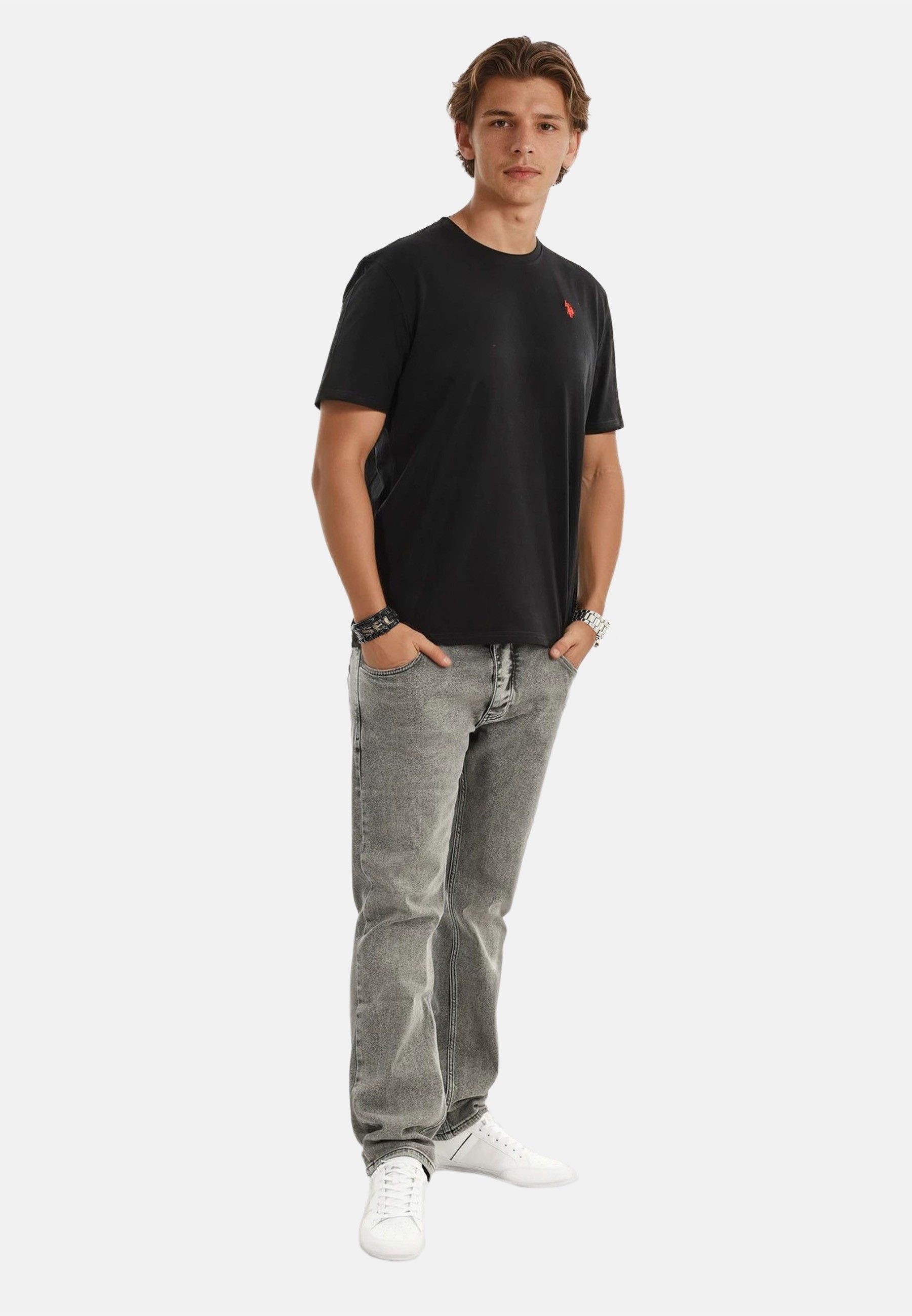 U.S. Polo Assn. T-Shirt USNaash – Herren Basic Shirt aus 100 % Baumwolle Klassischer Rundhalsausschnitt, weiches Material und Logo-Stickerei