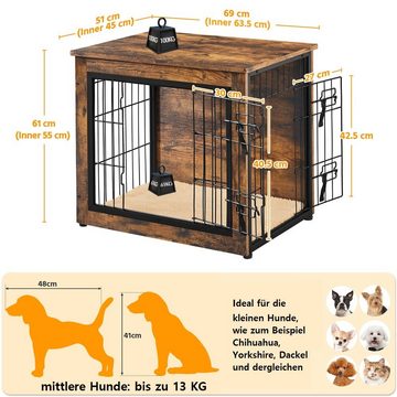 Yaheetech Hundekäfig, Hundehütte Hundehaus für Zuhause, Hundekiste mit 2 Türen & Kissen