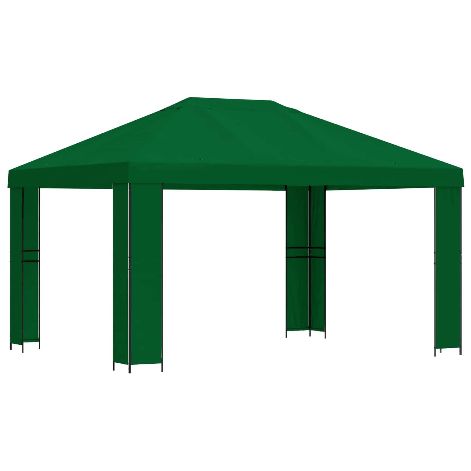 vidaXL Partyzelt Pavillon 4 x 3 m Grün Polyester und Stahl 190