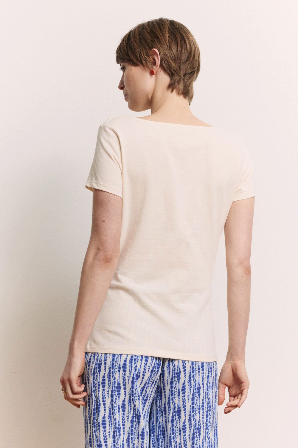 Tranquillo T-Shirt Slub Jerseyshirt Giina aus Bio-Baumwolle GOTS-zertifizierte Bio-Baumwolle mit Wasserfallausschnitt