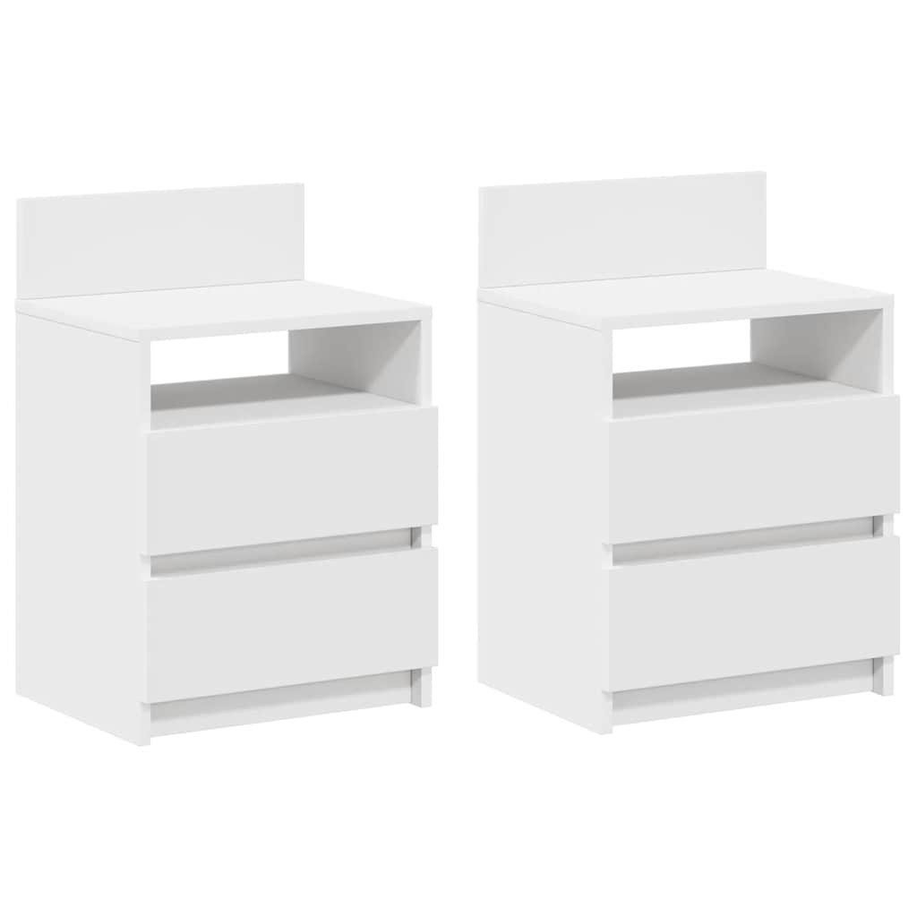 vidaXL Nachttisch NA Nachttische2er Set mit 2 Schubladen Weiß 40x33x60 cm
