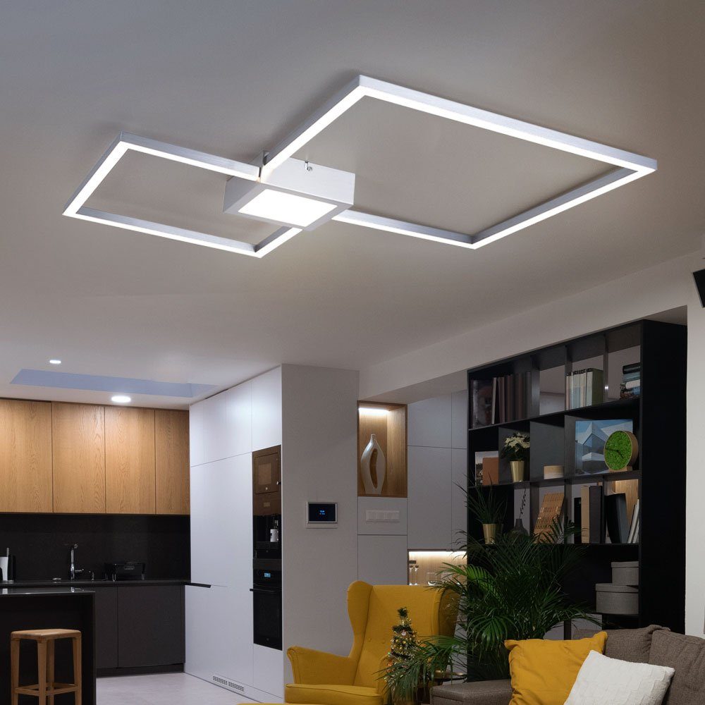 etc-shop LED Deckenleuchte, LED-Leuchtmittel fest verbaut, Warmweiß, LED Deckenleuchte dimmbar Modern Wohnzimmerleuchte nickel matt