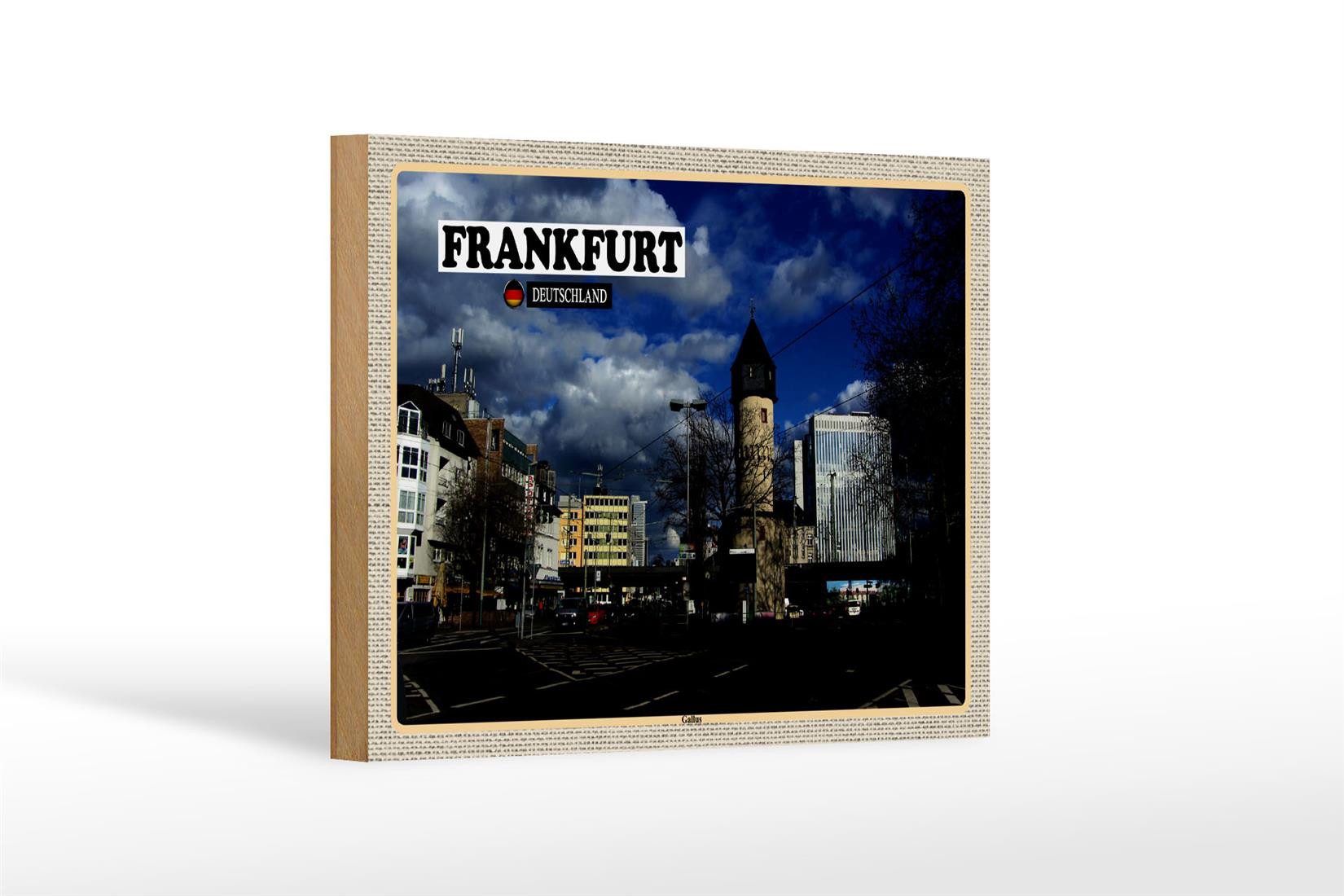 Femer GmbH Holzbild Städte Frankfurt Gallus Altstadt 18x12 cm, (1 St), Glatte Holzfaserplatte (MDF), vorn beschichtet