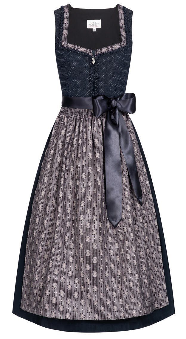 Schürze) - lang Rocklänge 90cm Dirndl Nübler Damen Dirndl Trachtenmode Dirndl Set im (Dirndl Moderne Landhausstil, bayerischen Kleid im mit Stil lang 2-tlg., Tracht Damen ZENZI,