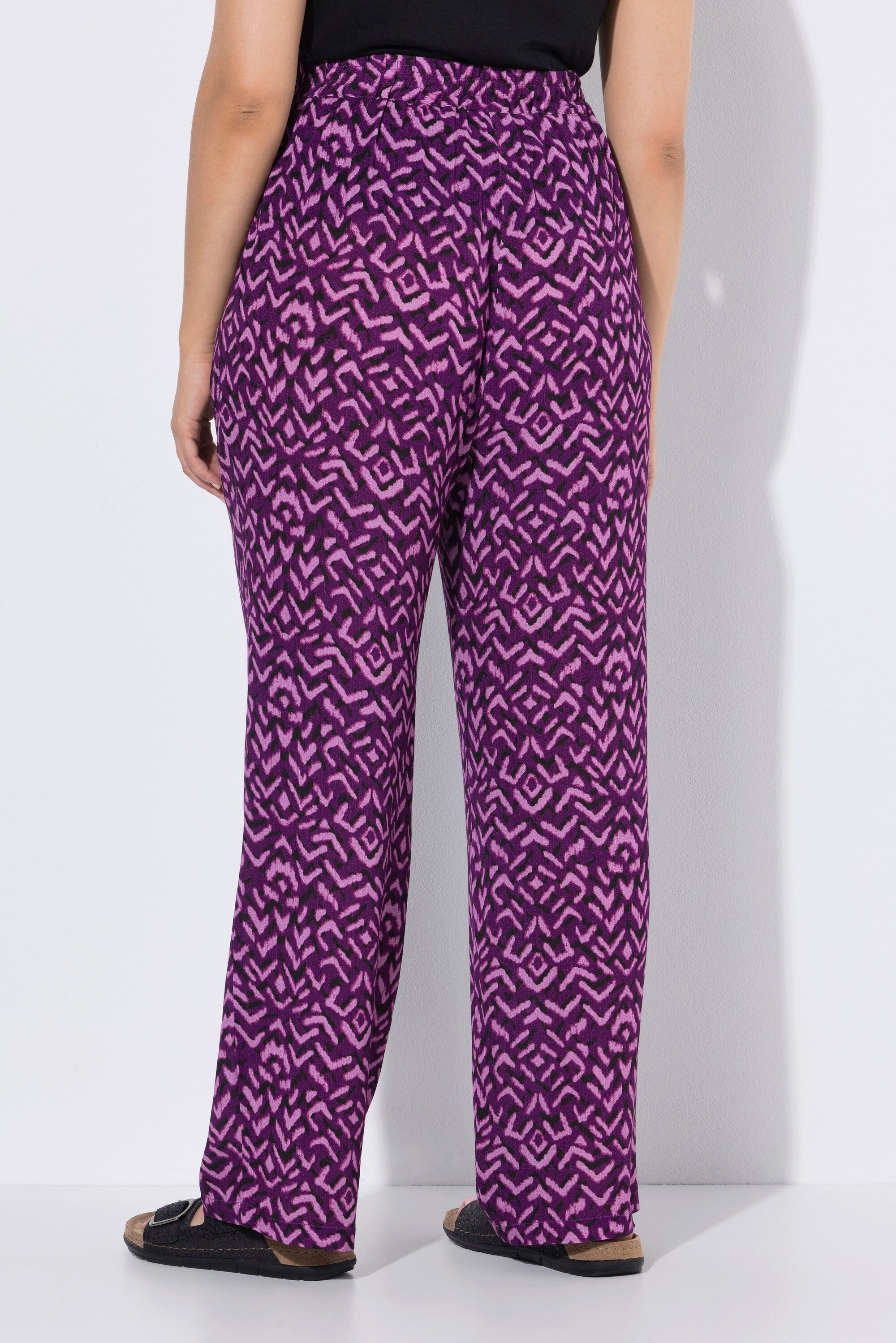 Ulla Popken Schlupfhose Hose Rose grafischer Print weites Bein Elastikbund