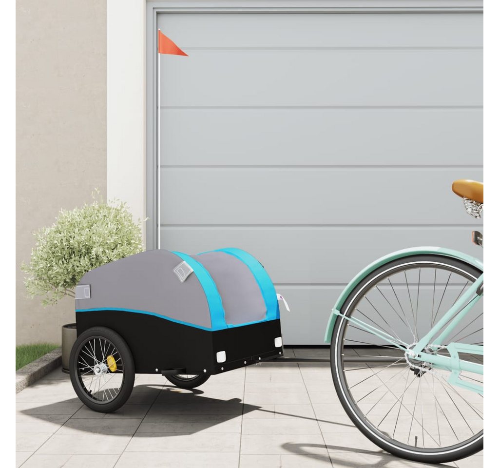 Thumbnail - vidaXL Fahrradkinderanhänger, Fahrradanhänger Schwarz und Blau 30 kg Eisen