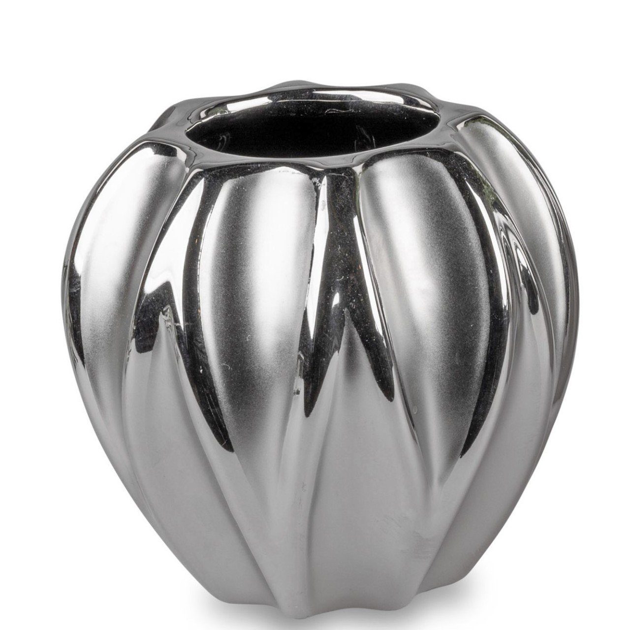 Silber Keramik Mattsilber, Dekovase formano H:13cm D:13cm