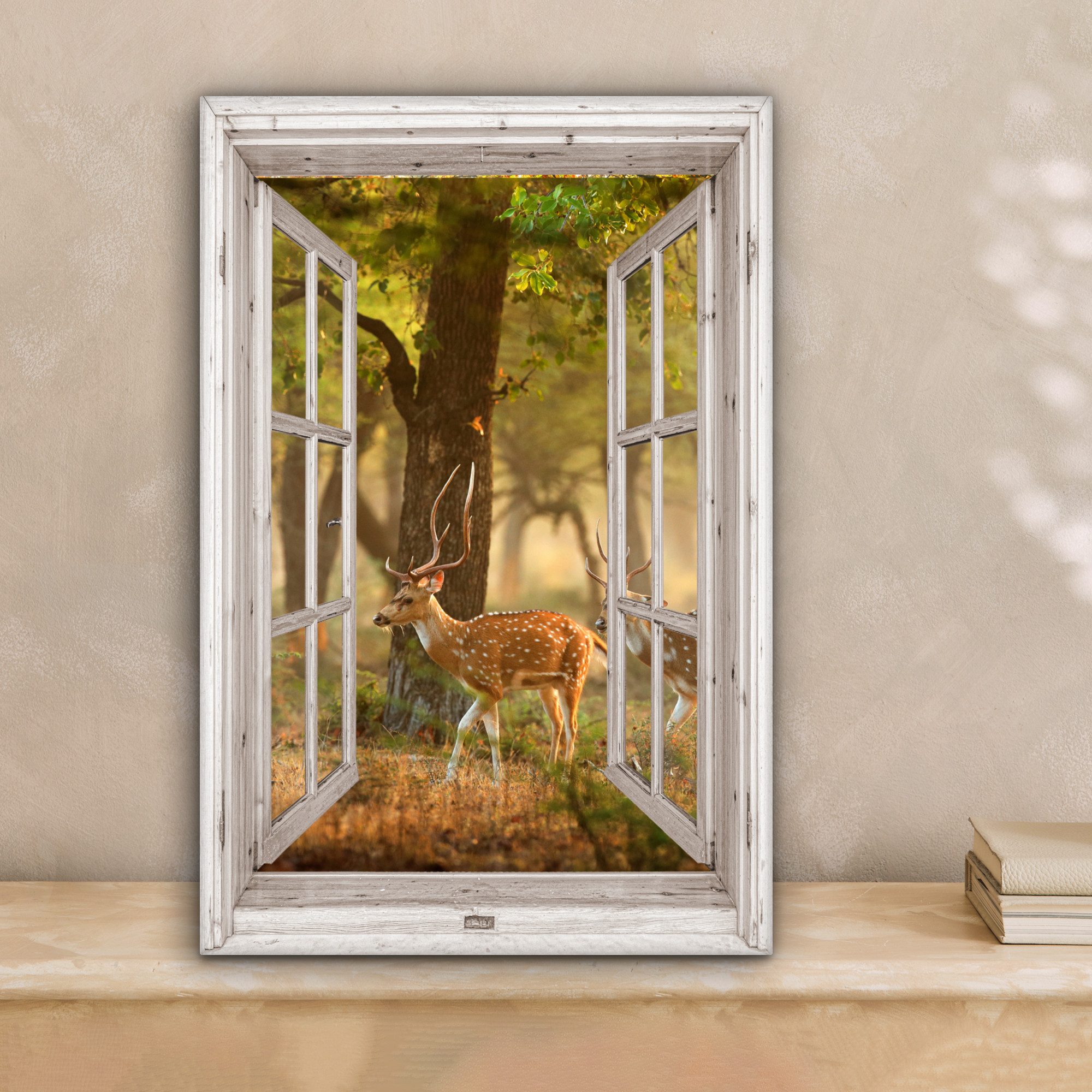 OneMillionCanvasses® Leinwandbild Hirsche - Wald - Herbst - Waldtiere - Nat günstig online kaufen