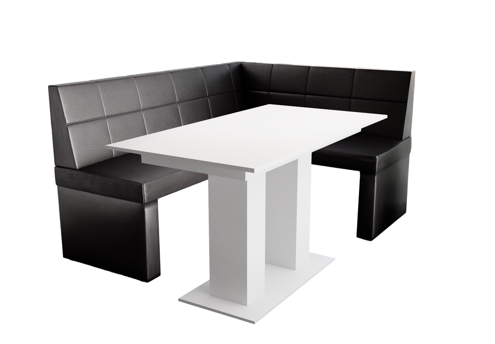 Fun Möbel Eckbankgruppe Eckbankgruppe „BLAKE XL“ Größe 196x142cm mit Tisch Weiß matt, ausziehbarer Tisch