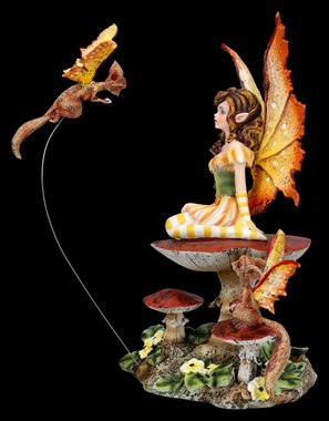 Figuren Shop GmbH Fantasy-Figur Elfen Figur mit Drachen - Fluttering Friends - Fantasy Dekofigur Fee