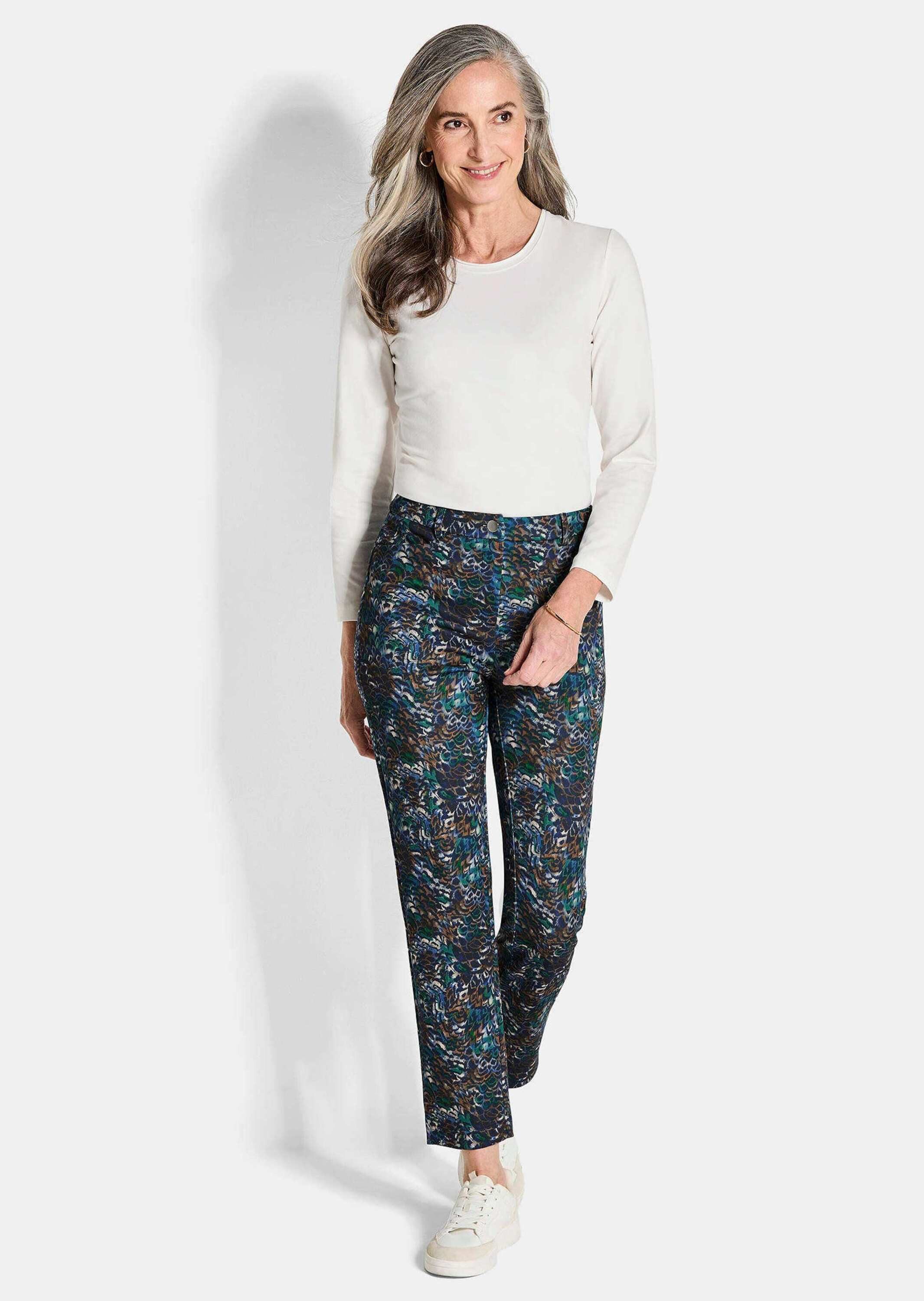GOLDNER Stoffhose Knöchellange Stretch-Druckhose LOUISA Schmale Scuba-Hose günstig online kaufen
