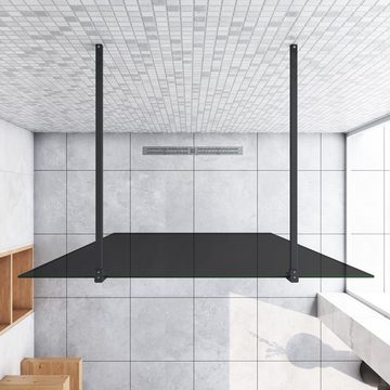duschspa Duschwand 200cm schwarze Duschwand Duschtrennwand Walk in Dusche 8mm Glaswand, Einscheibensicherheitsglas, (Set), Glas