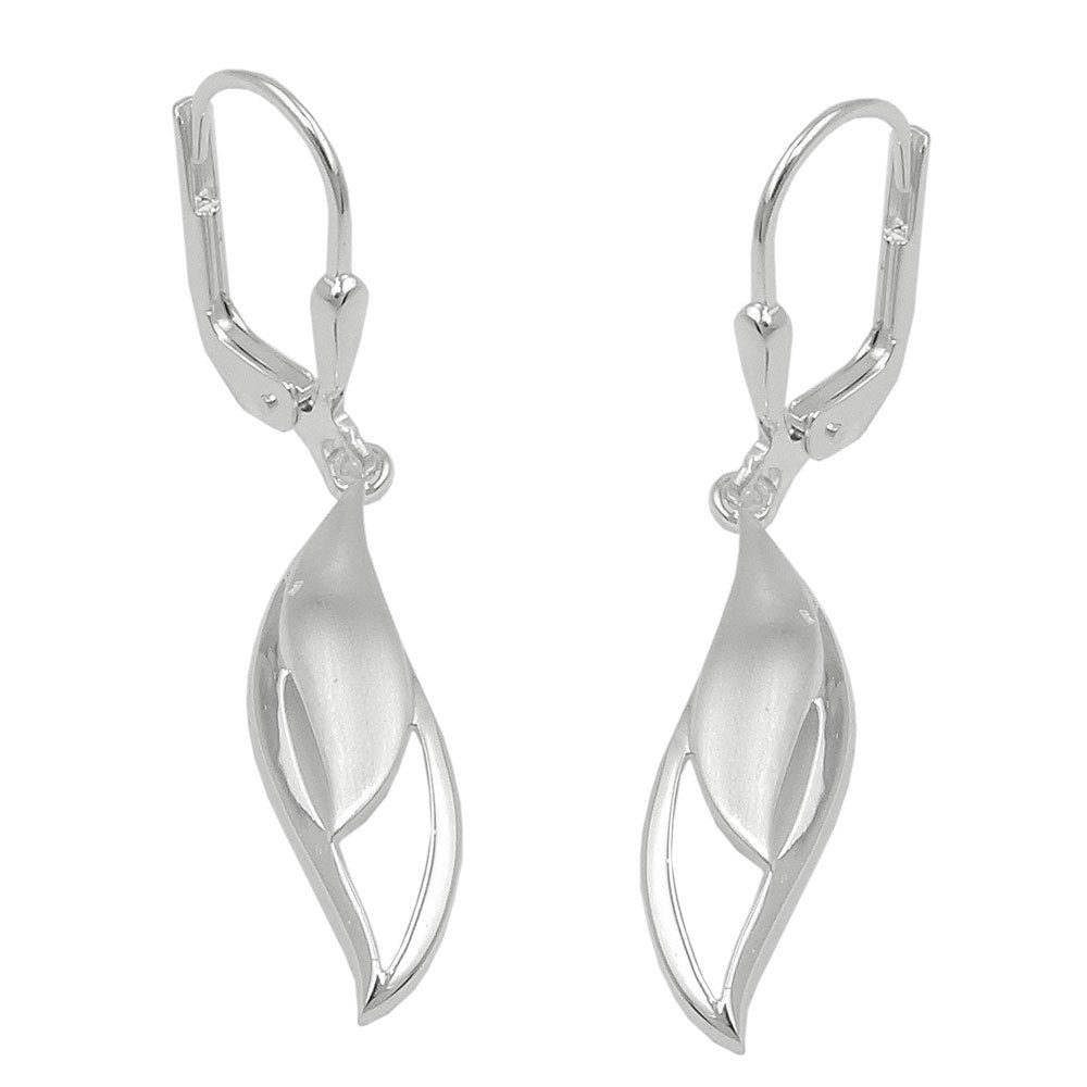 Ohrhänger Ohrring-Set Tropfen Ohrbrisur Silber matt-glänzend 37x7mm Gallay 925 Ohrringe