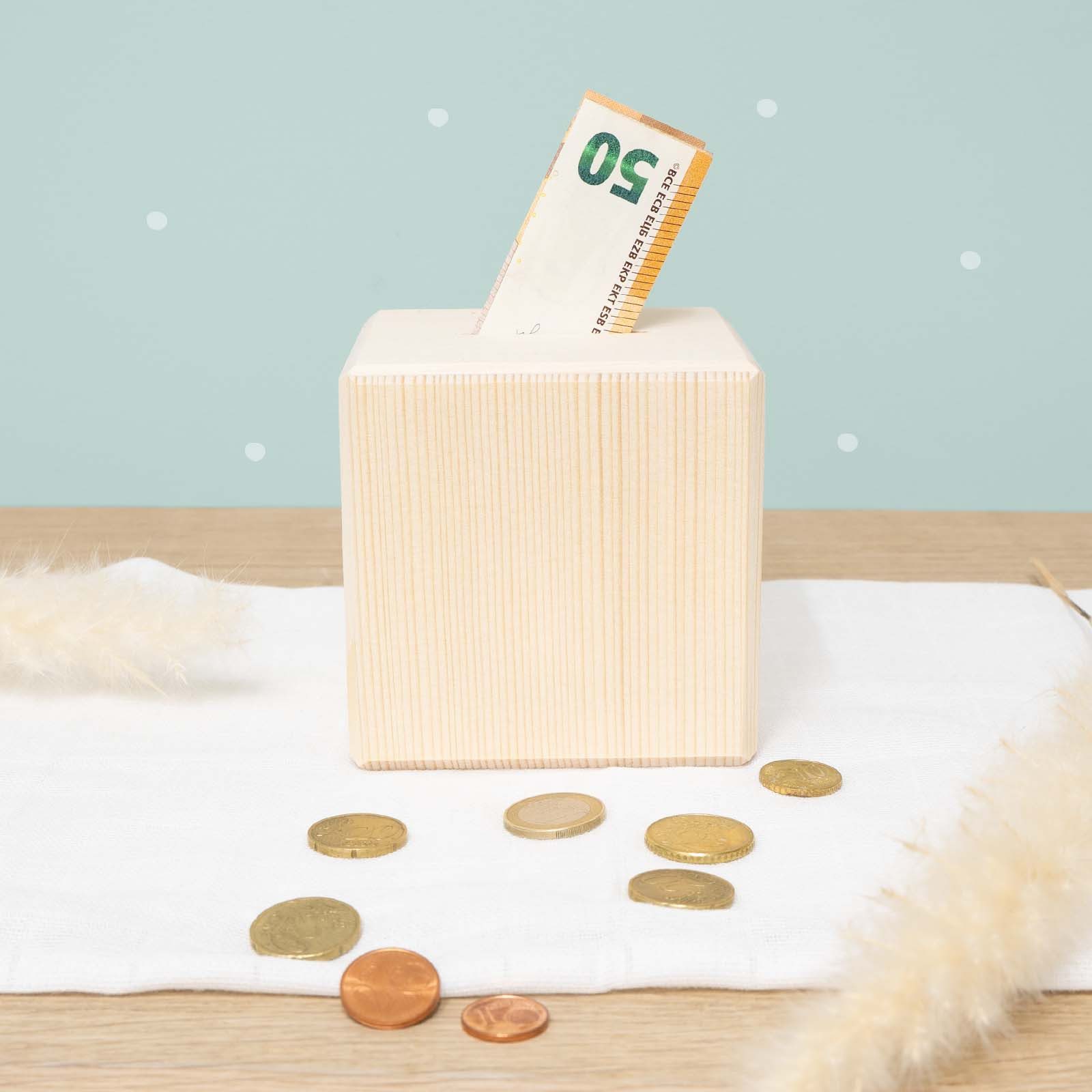 hellomini Spardose Spardose Holz Würfel Blanko, günstig online kaufen