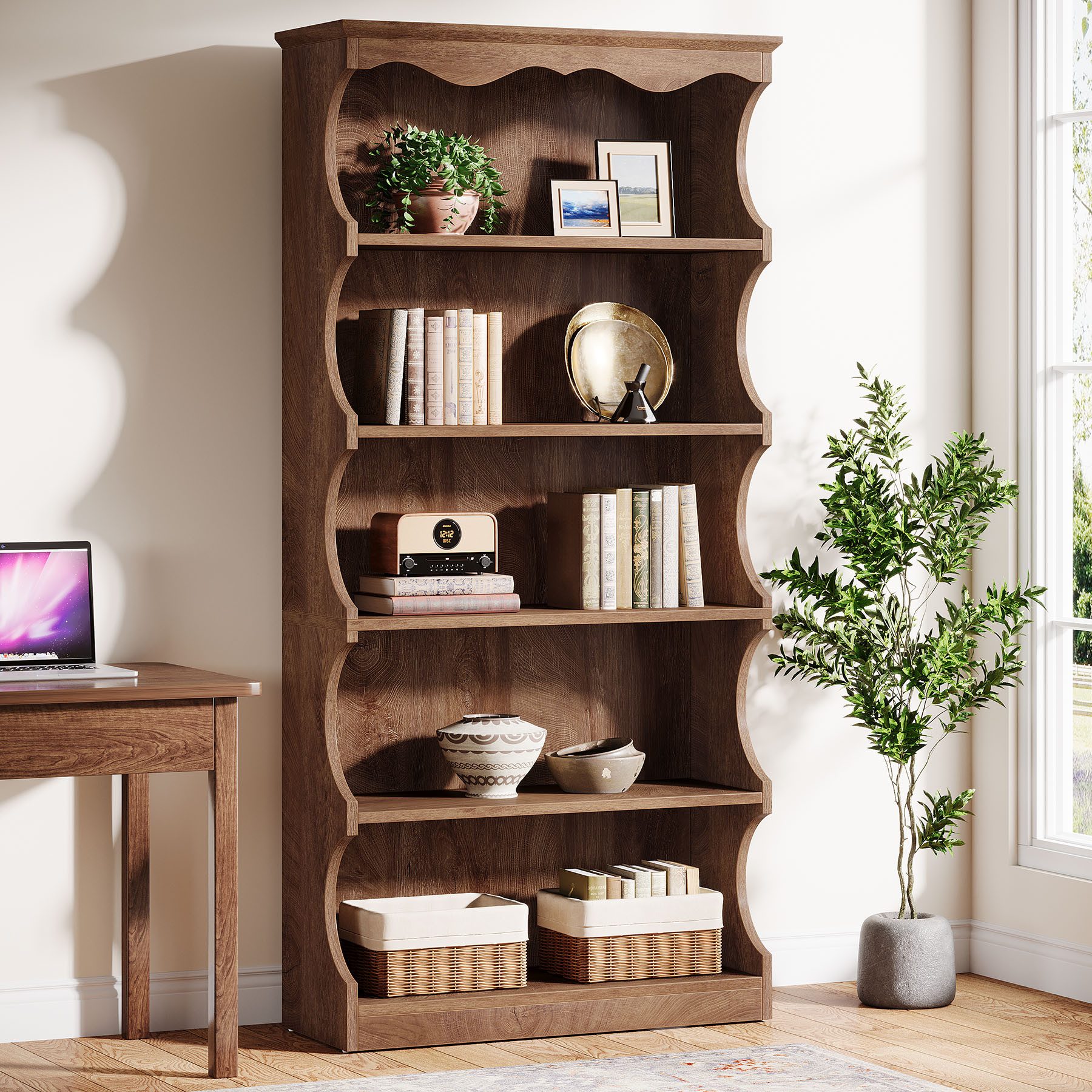Tribesigns Bücherregal 180 cm Regal mit 6 Ebenen, Standregal mit Aufbewahrungsregal