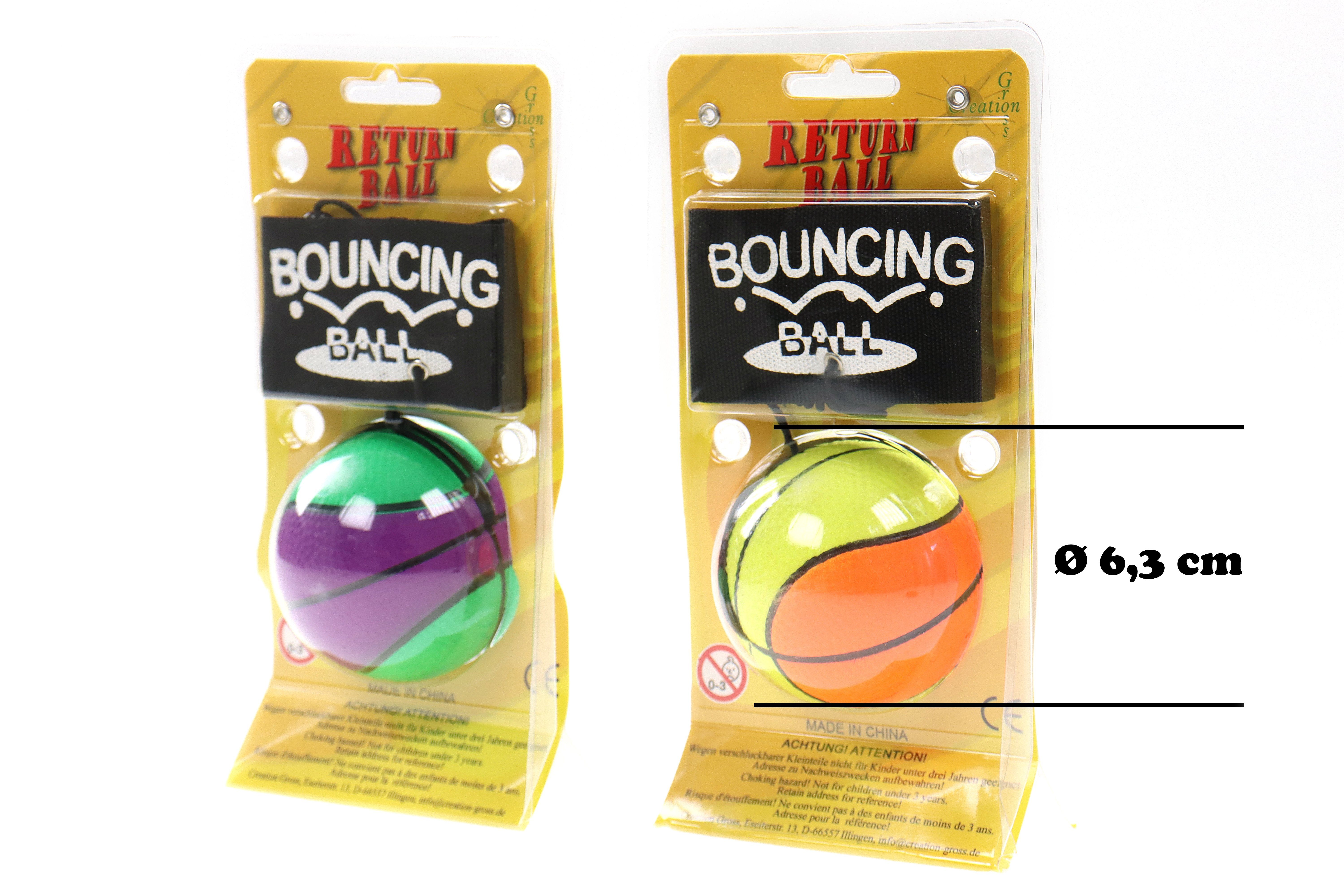 Springball/Returnball/Flummi 2er Set Clip, Fußball/Basketball/Tennisball/Baseball & Spielball 6,3cm Armband Safety Schnur, Ø ELLUG
