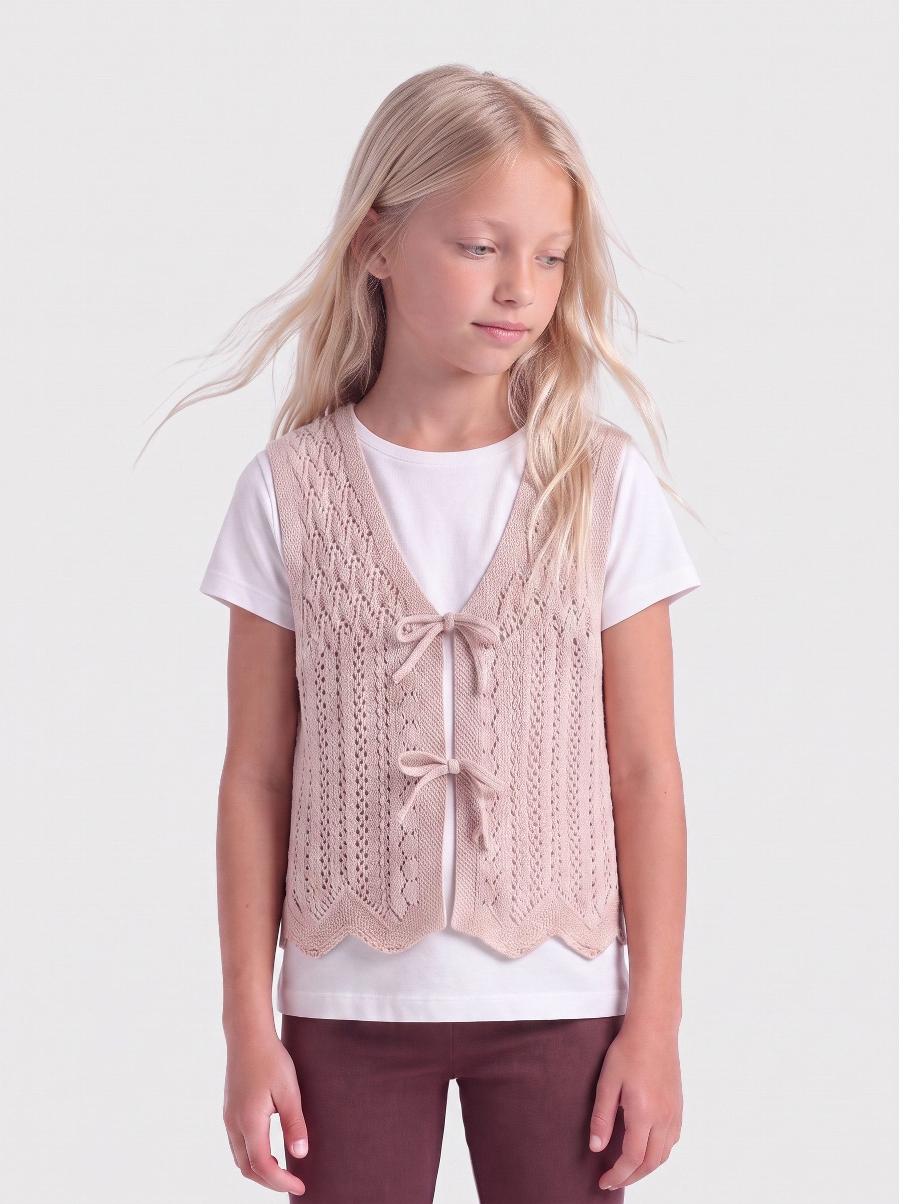 KIDS ONLY Ajourstrickjacke KOGNOLA LIFE SL TOP KNT ärmellos, Ajourmuster