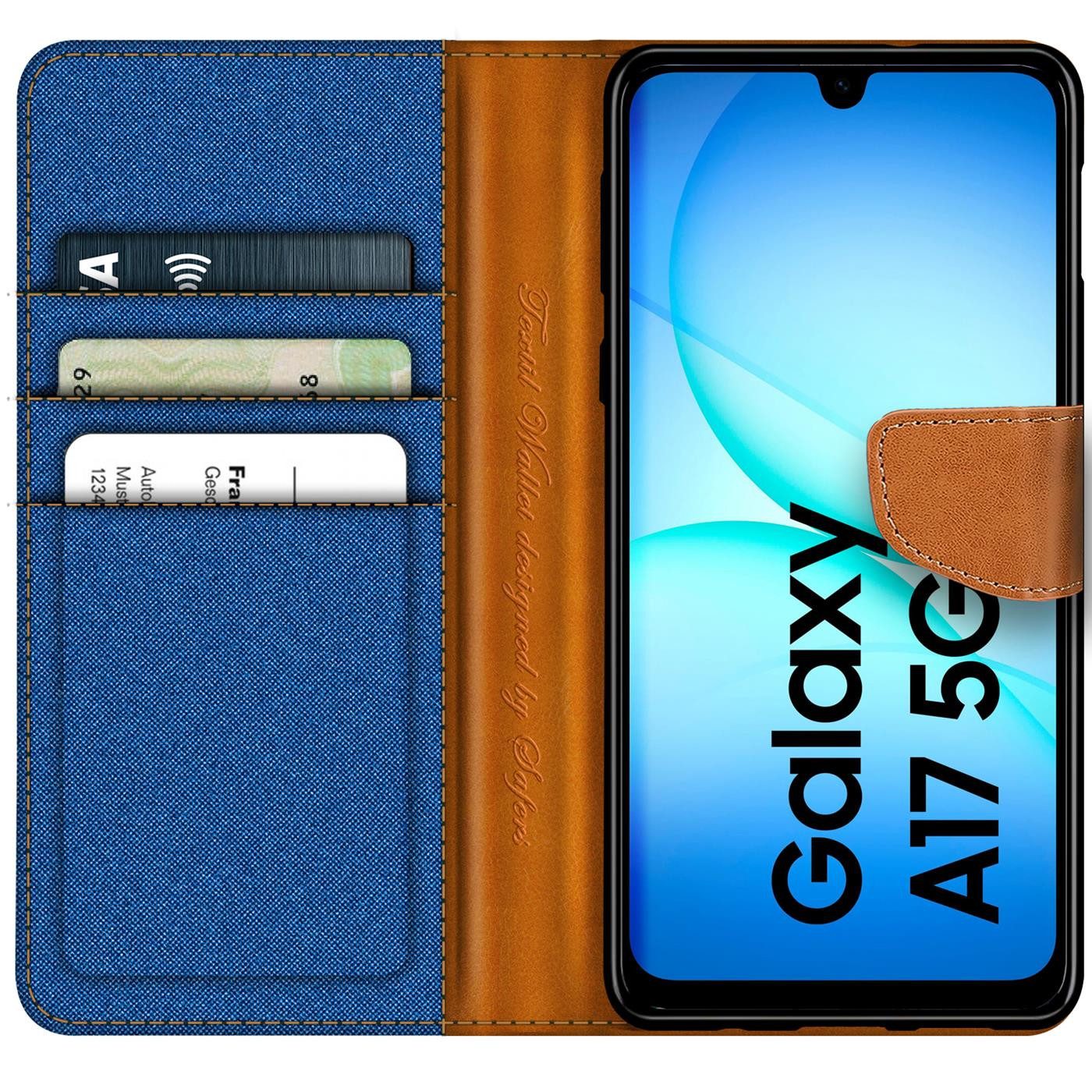 CoolGadget Handyhülle Denim Schutzhülle Flip Case für Samsung Galaxy A17 5G 6,7 Zoll, Book Cover Handy Tasche Jeans Hülle für Samsung A17 4G 5G Klapphülle – Bild 2 von 5