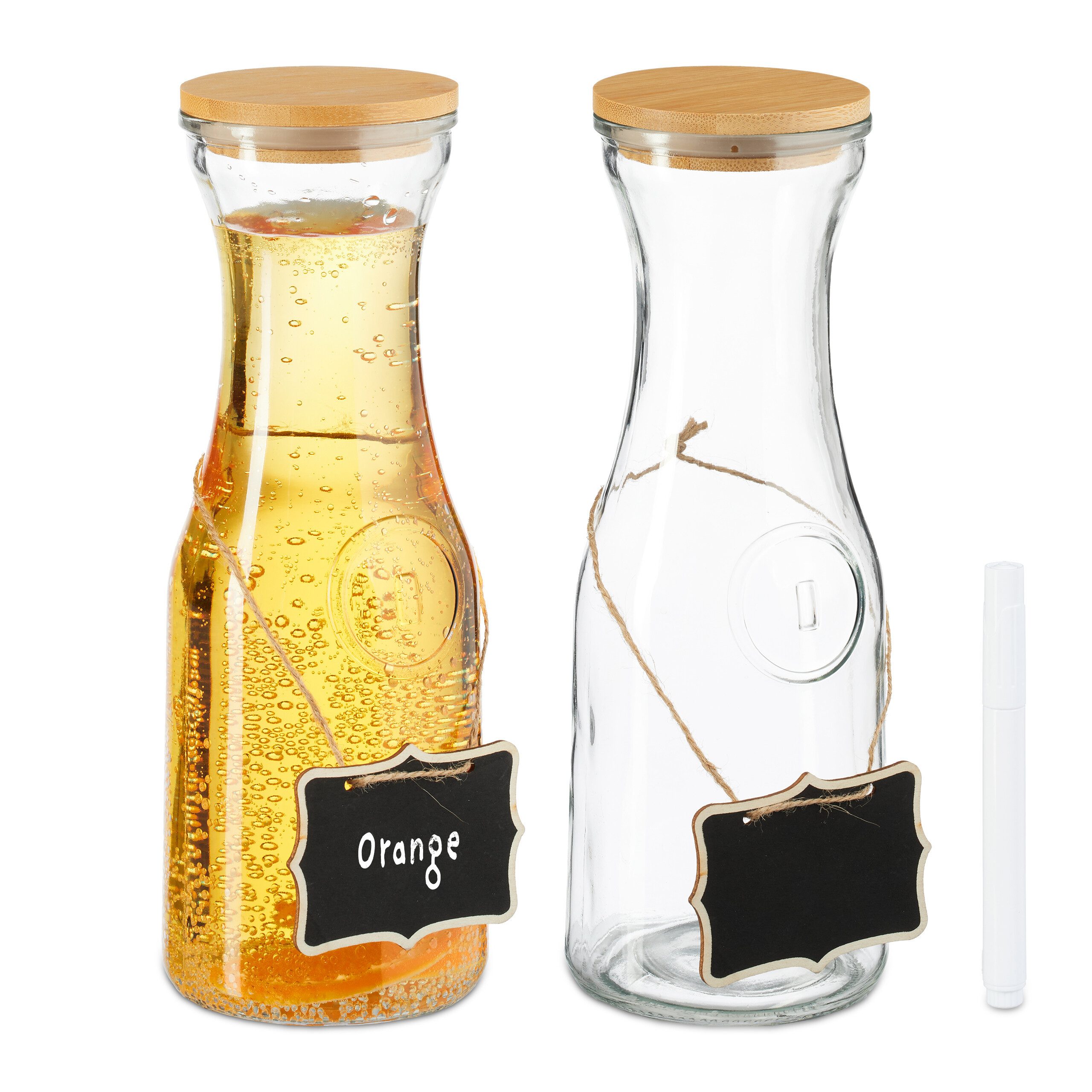 relaxdays Karaffe Wasserkaraffe mit Deckel im Set, (2-tlg), 2er Pack