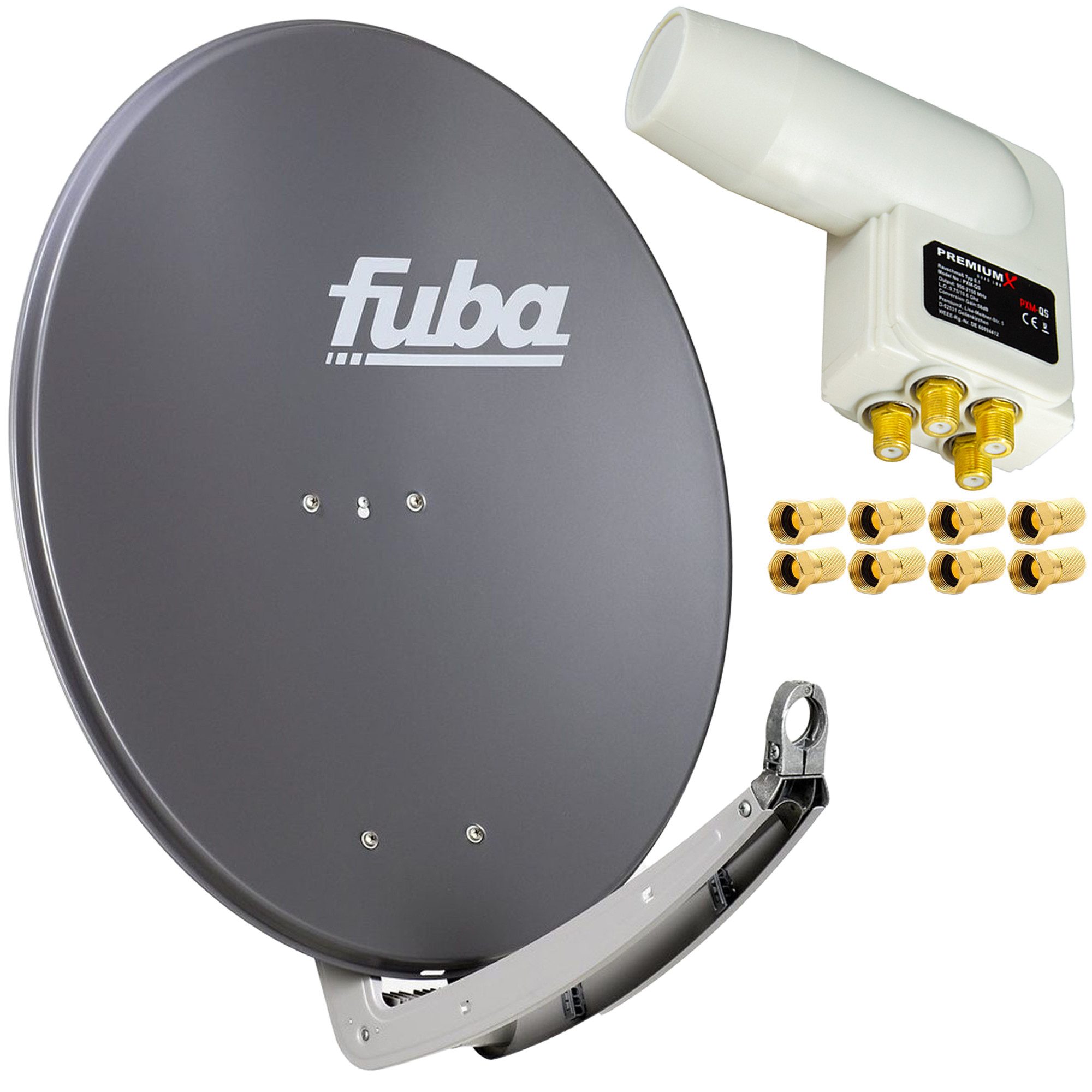 Fuba DAA 780 A 74x84cm Sat Schüssel Alu Anthrazit LNB Quad F-Stecker SAT-Antenne