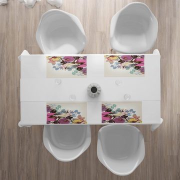 Platzset, Waschbare Stoff Esszimmer Küche Tischdekorations Digitaldruck, Abakuhaus, (4-teilig, 4 Teilig-St., Set aus 4x), Orchideen Vogel auf Blumen