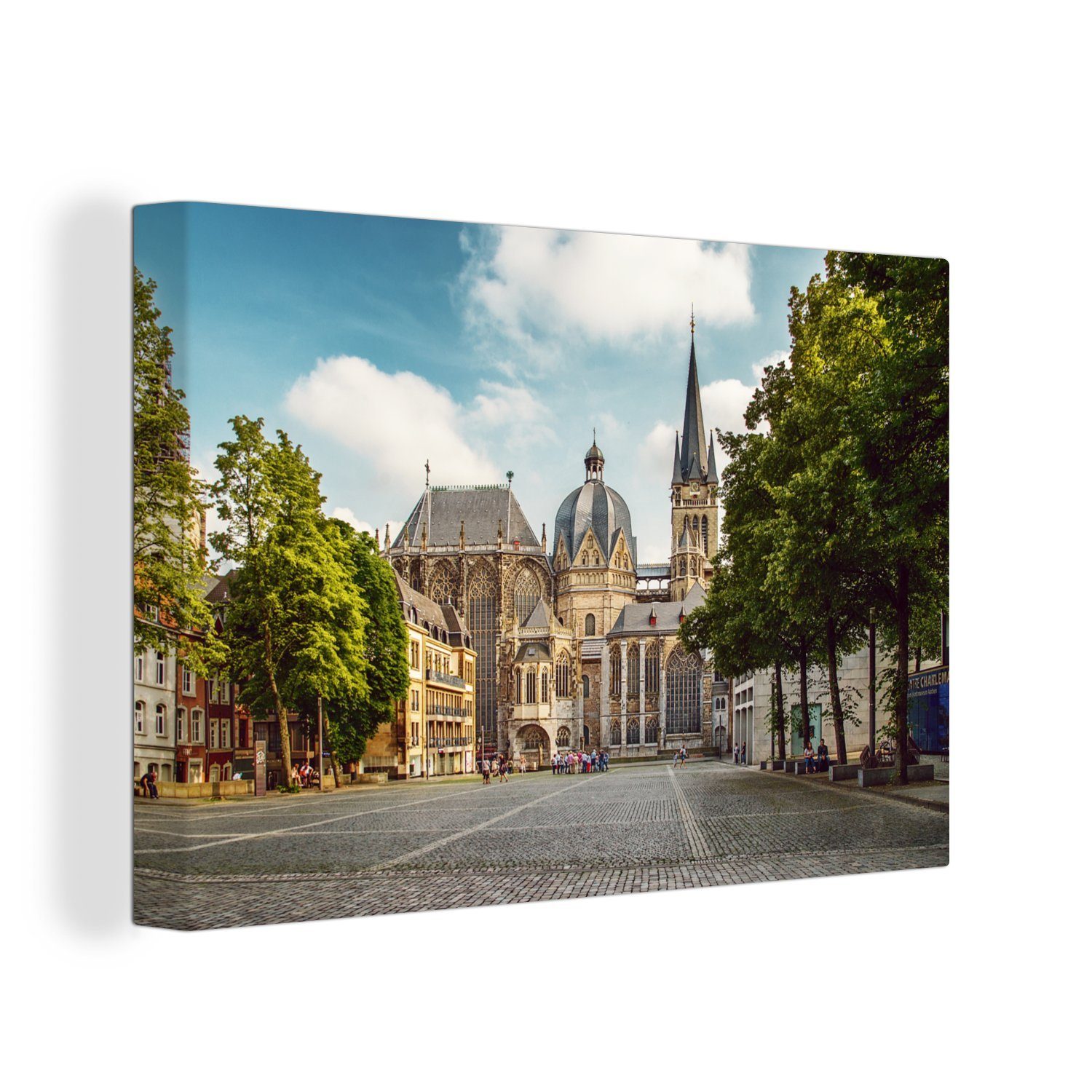 OneMillionCanvasses® Leinwandbild Der Aachener Dom stammt aus dem Mittelalter, Fotodruck (1 St), Wandbild XXL für Wohnzimmer Küche 120x80 cm