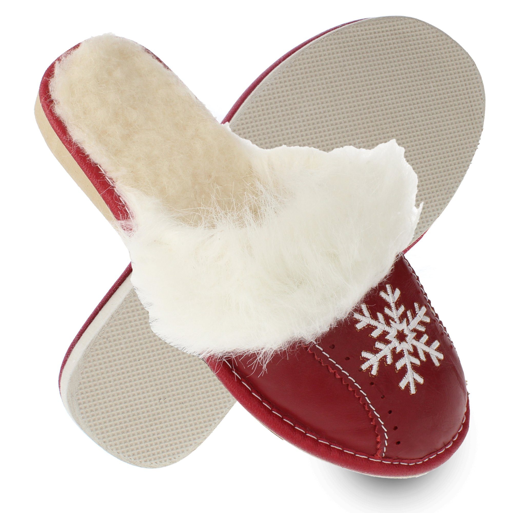 filsko Zofingen Женщинам Hausschuh Schneeflocke, Fellbesatz, Fellkragen