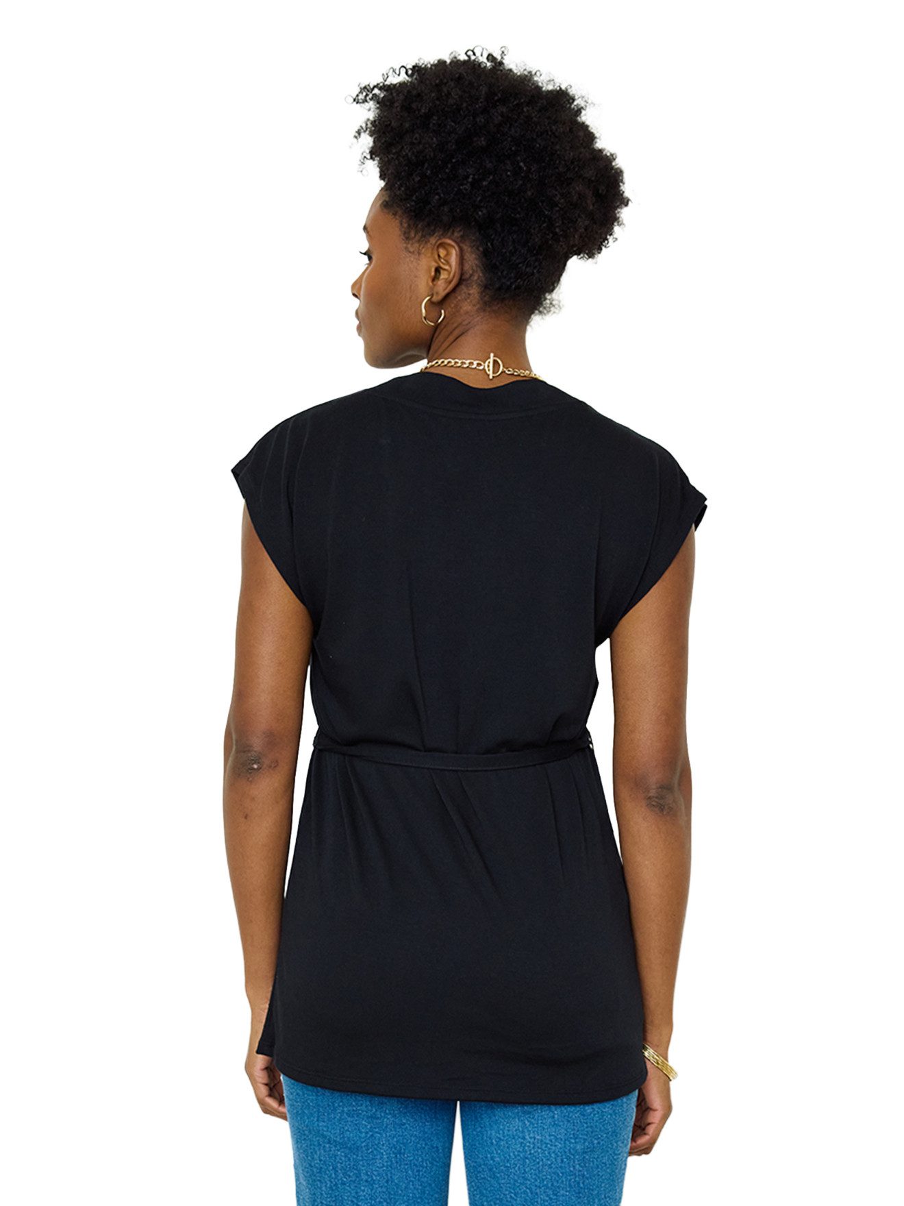 vertbaudet Umstandsshirt Umstands-Tunika mit V-Ausschnitt und Bindeband