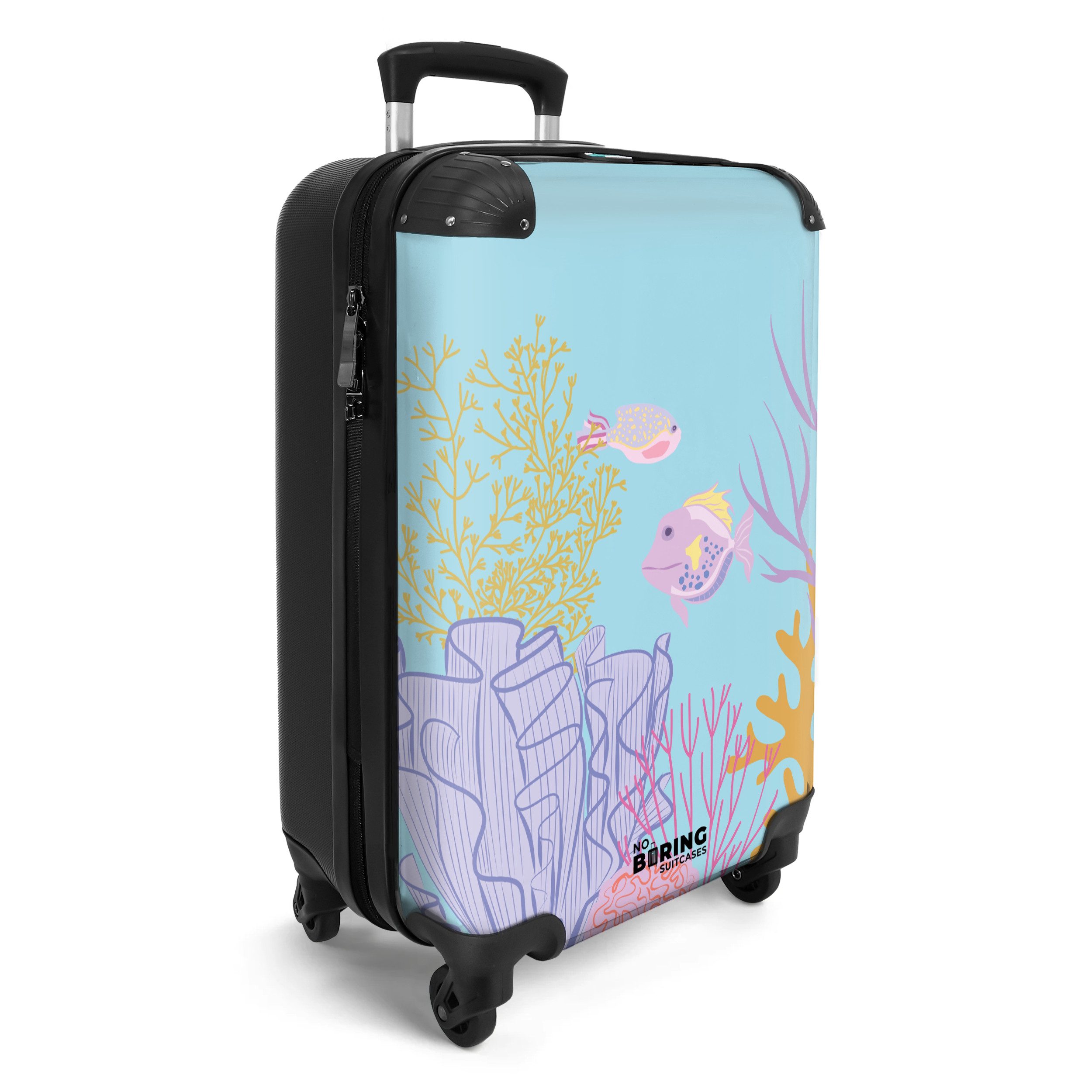NoBoringSuitcases.com© Hartschalen-Trolley Blau mit Unterwasserwelt 55x35x2 günstig online kaufen